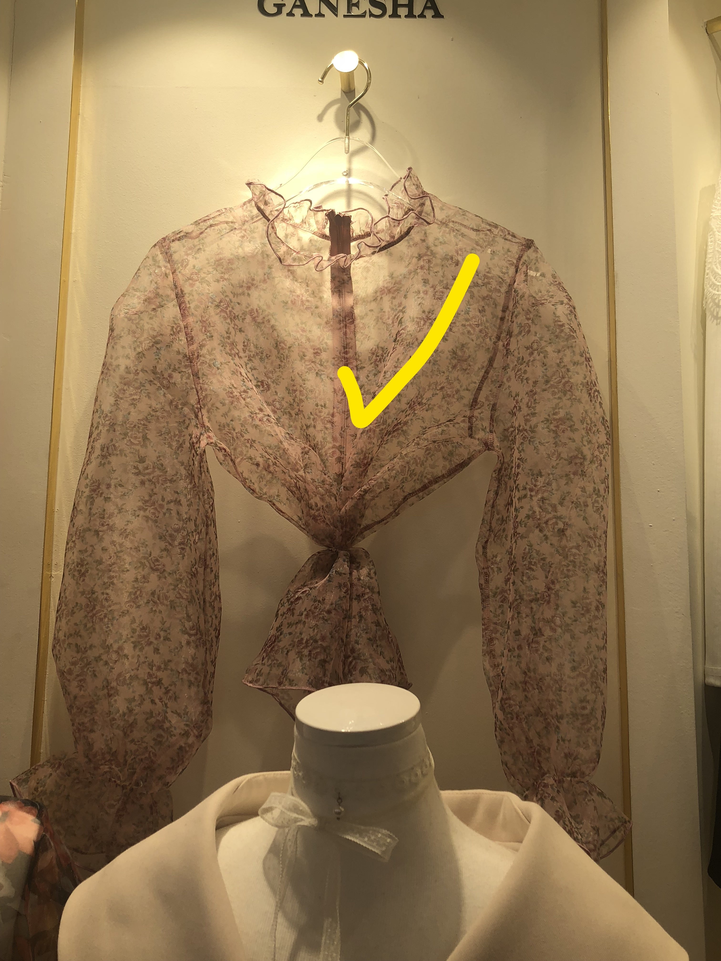 Pale pink floral sheer organza blouse_1