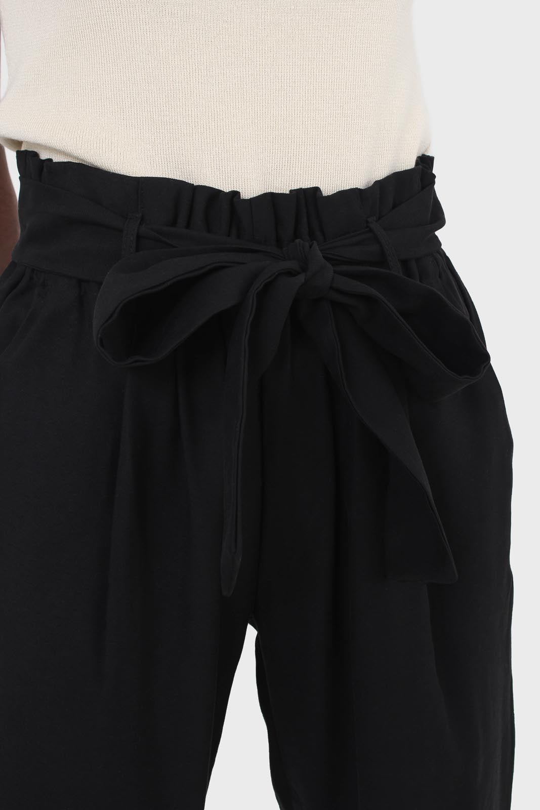 Black paper bag waist trousers_4