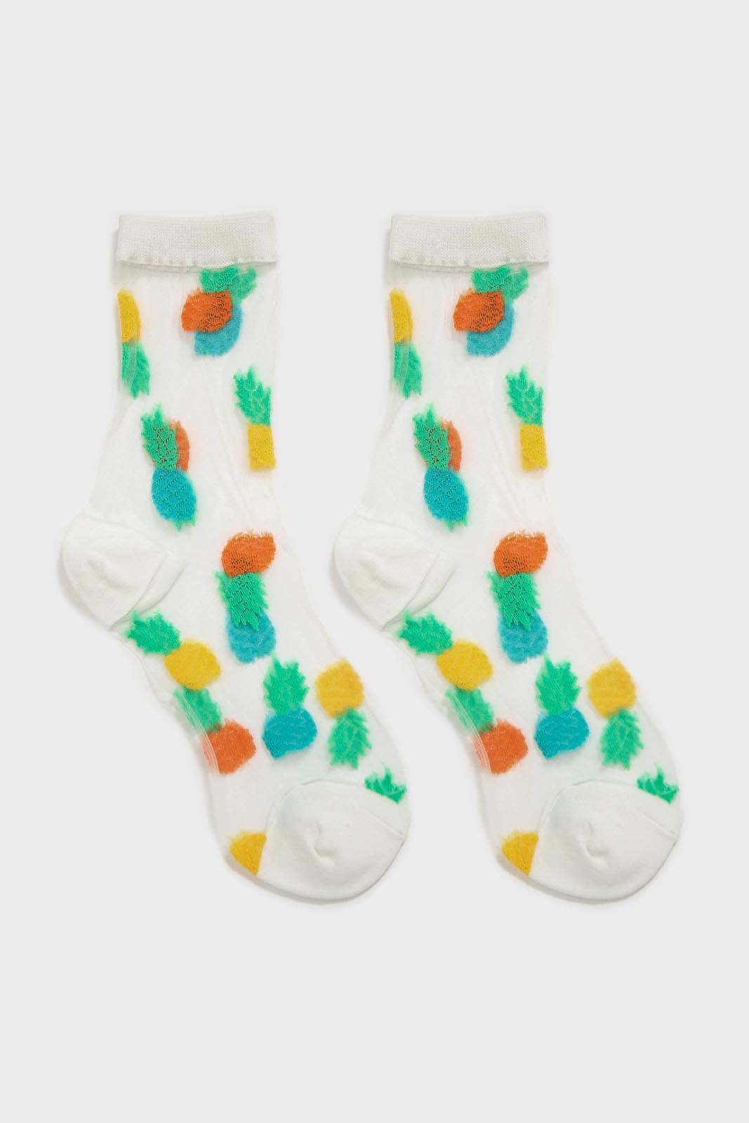 Tropical pineapple sheer socks_3