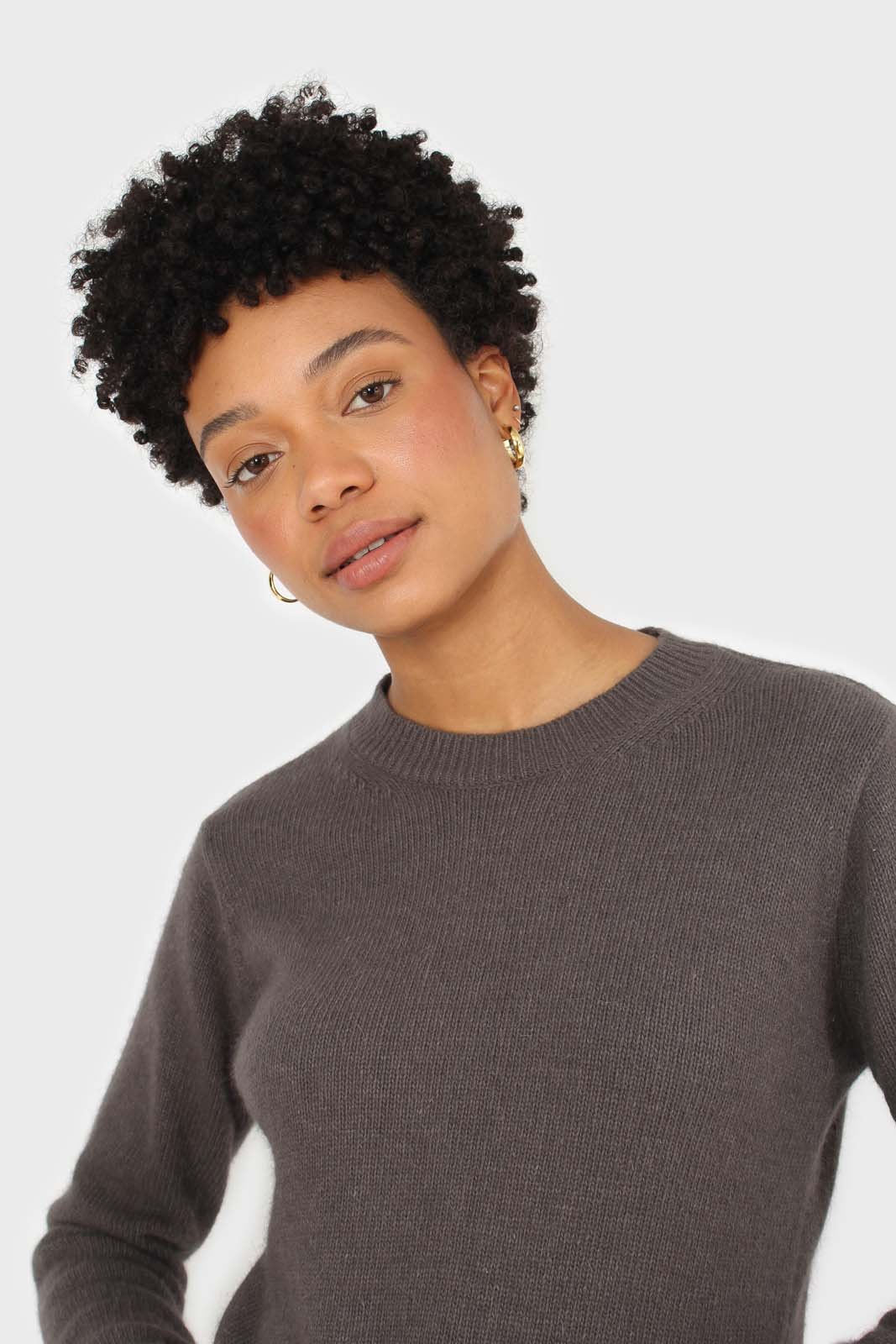 Charcoal grey angora crew neck jumper_5