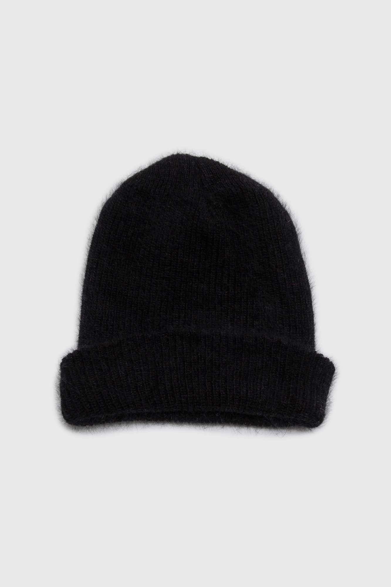 Black mohair beanie hat_3