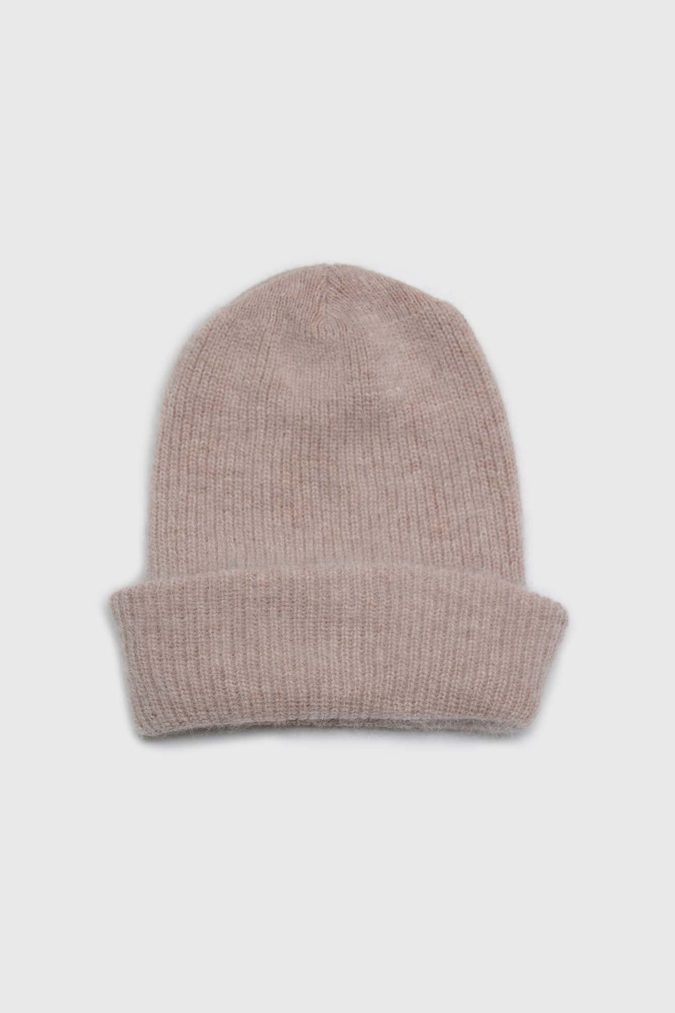 Light beige mohair beanie hat_2