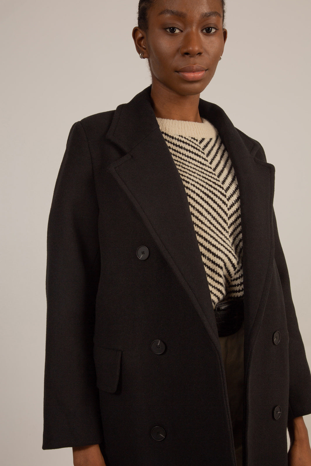 Black wool blend double breasted coat_6