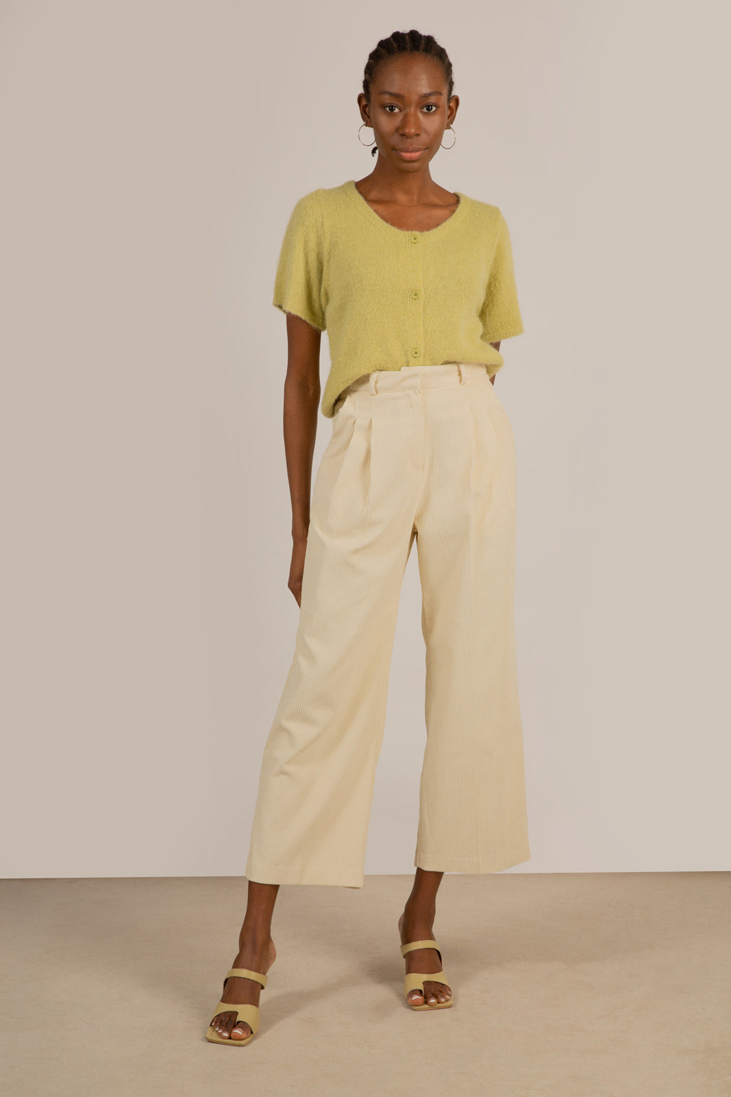 Ivory corduroy tucked trousers_3