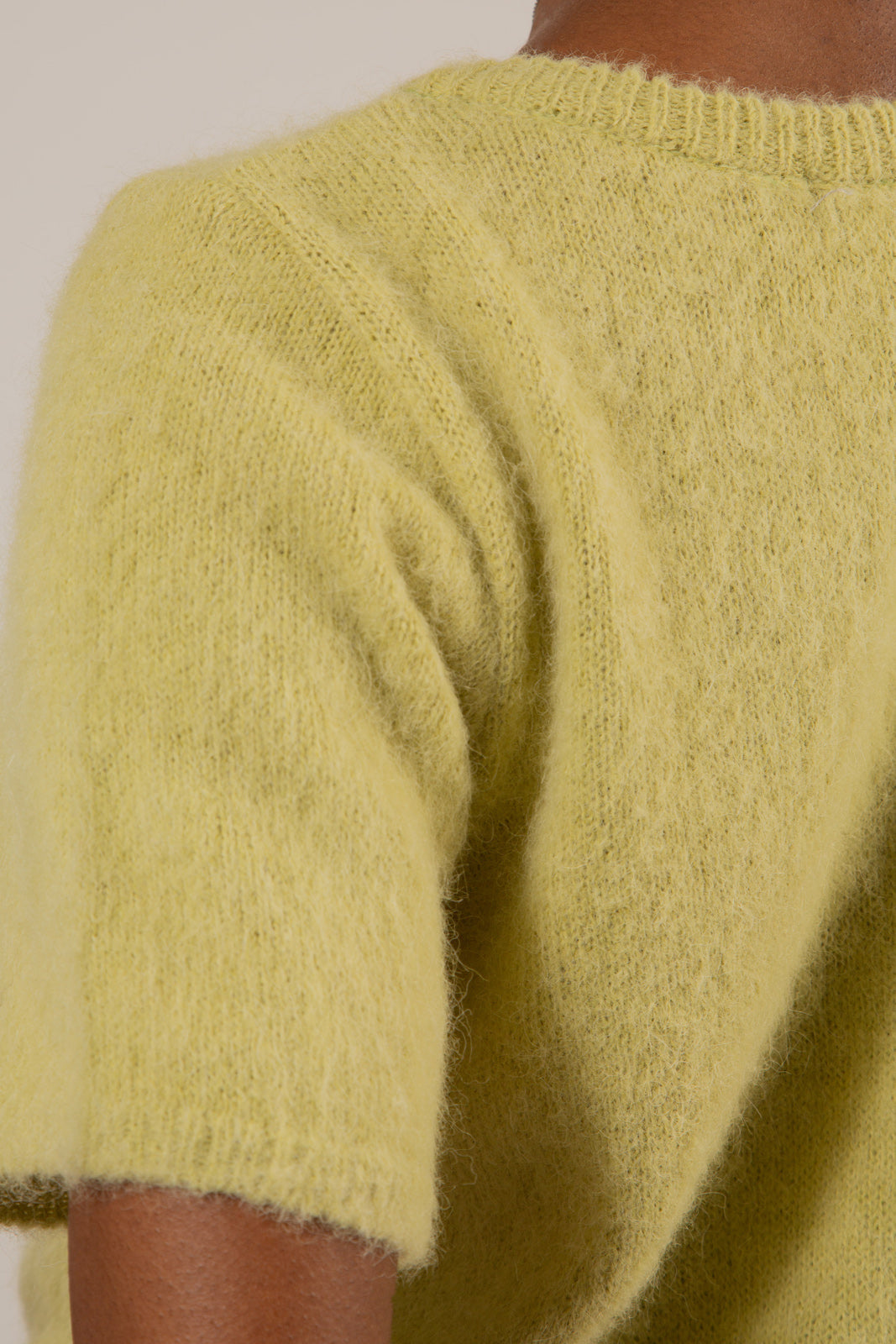 Green alpaca blend short sleeved cardigan_7