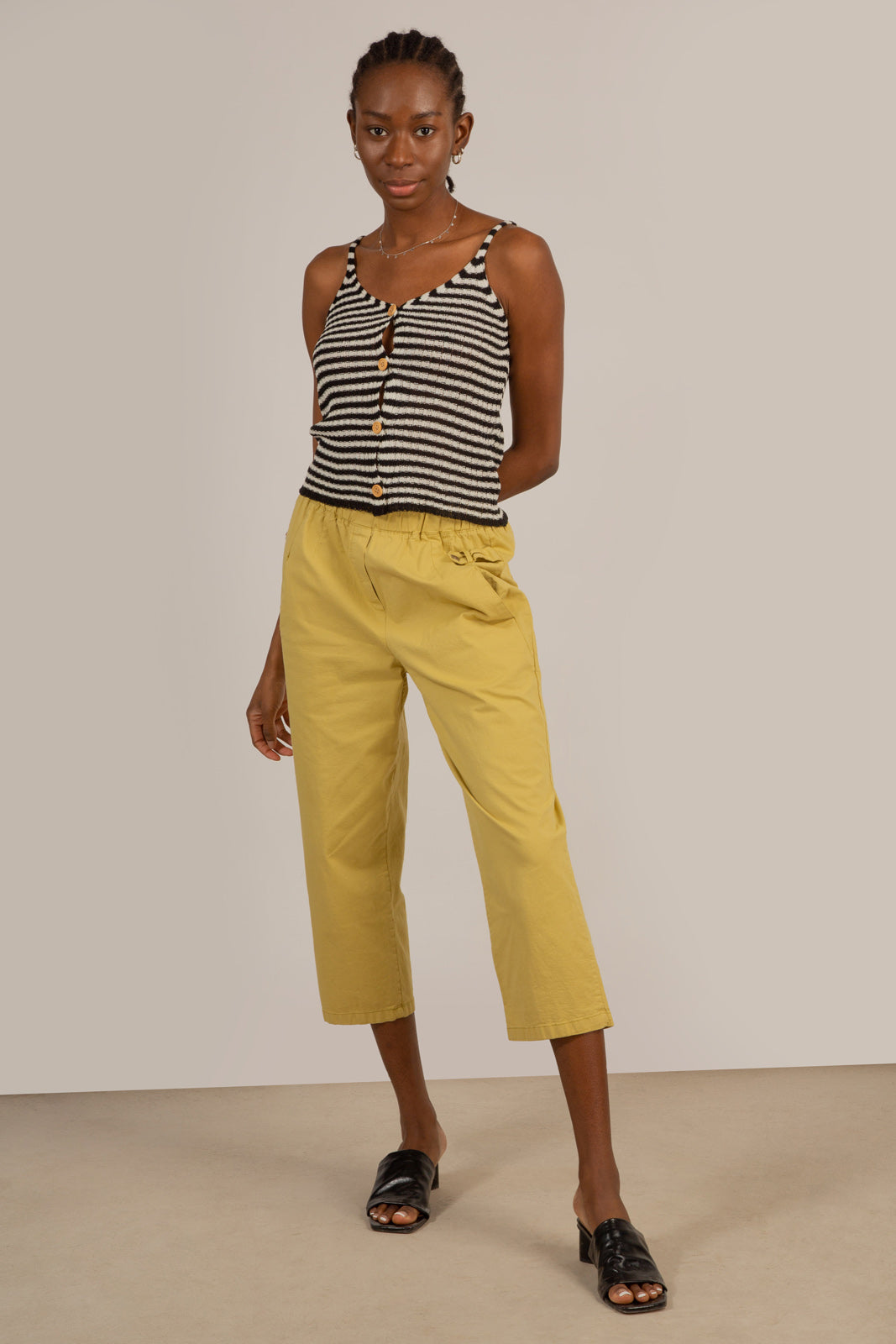 Black and white striped button up knit tank_3