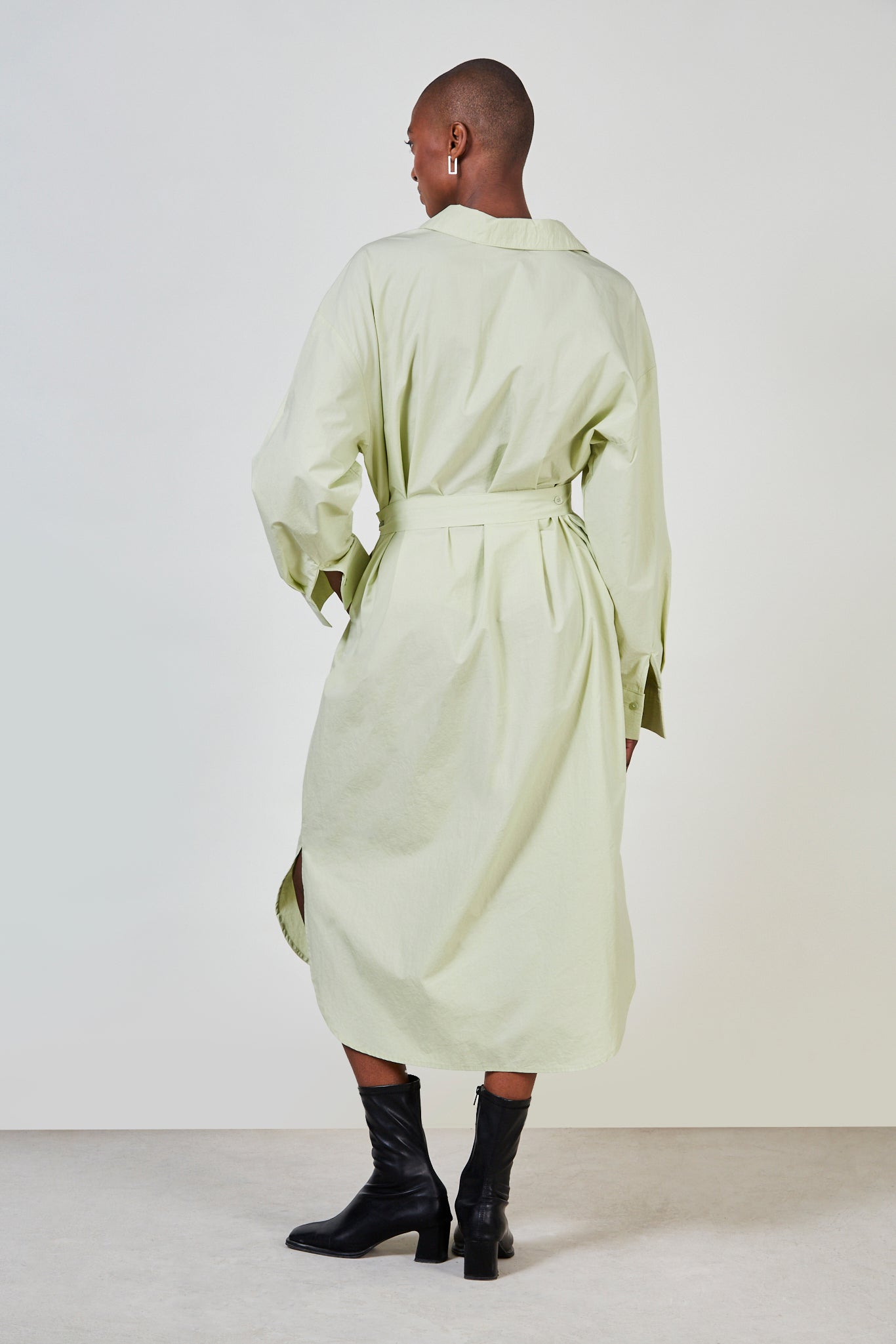 Light green side button shirt dress_4