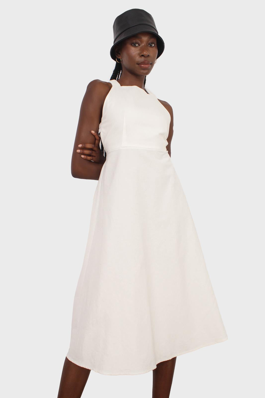 White open cross back dress_4