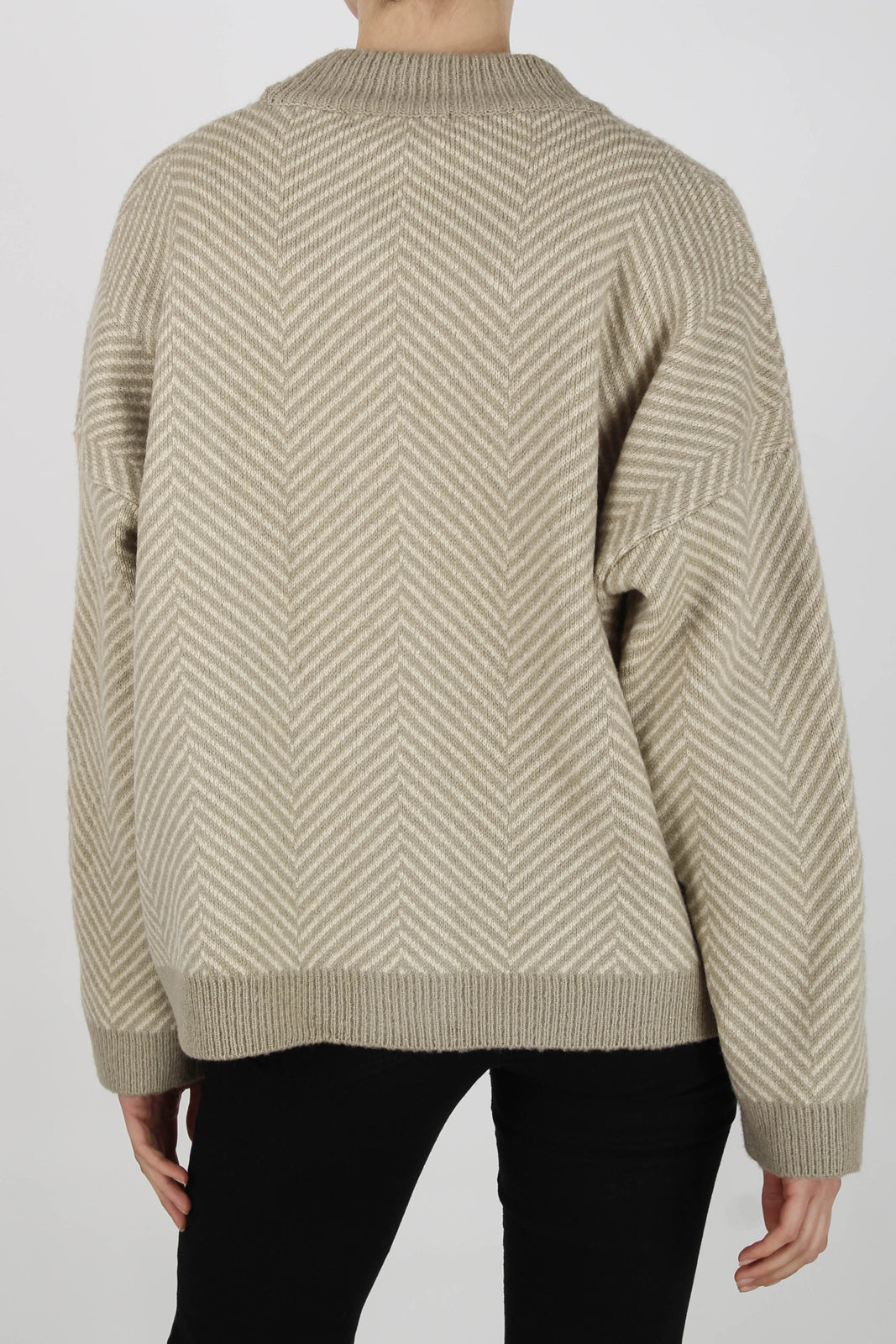 Pale khaki and ivory herringbone cardigan_4