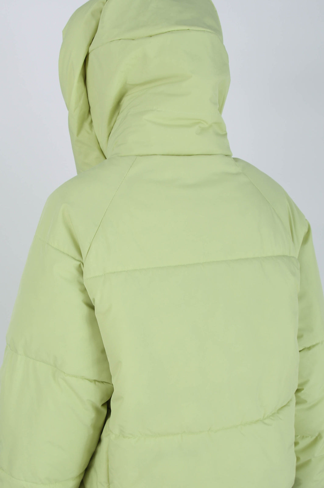 Lemon yellow thick hooded puffer jacket_8