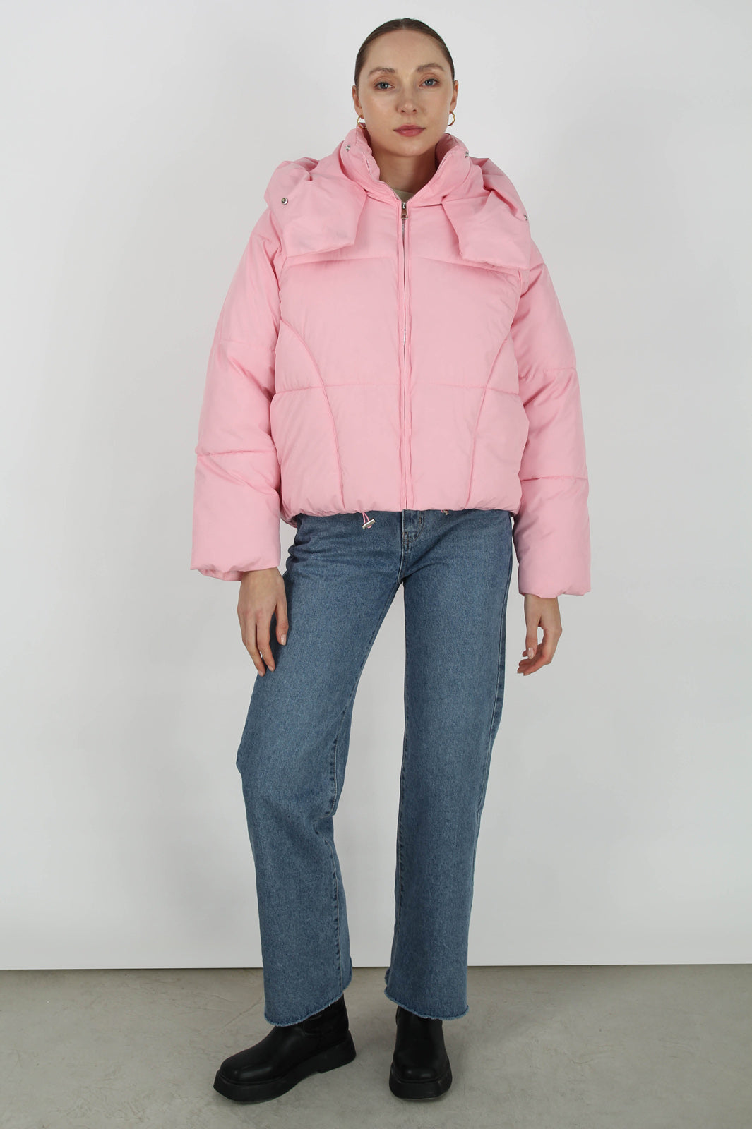 Deep pink thick hooded puffer jacket_6