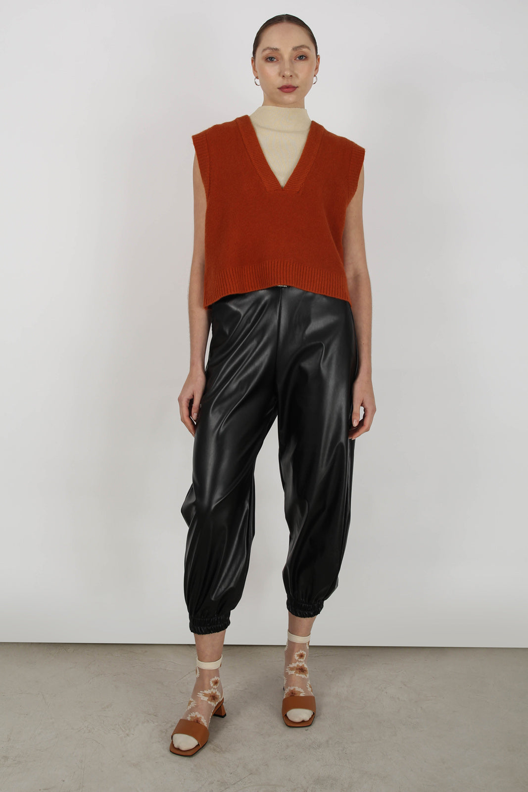 Dusty orange deep V neck sweater vest_2