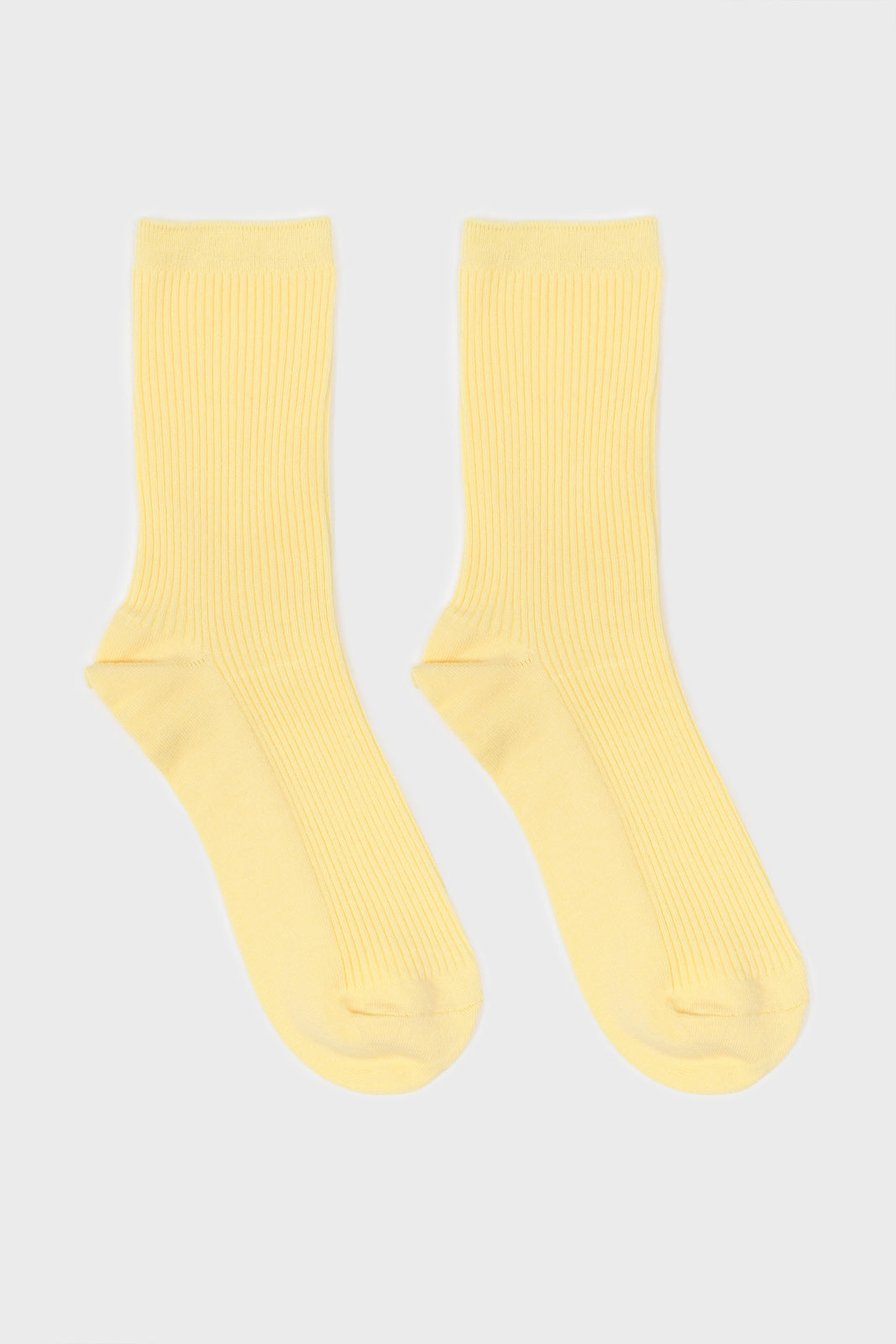 Pale yellow classic ribbed socks_5
