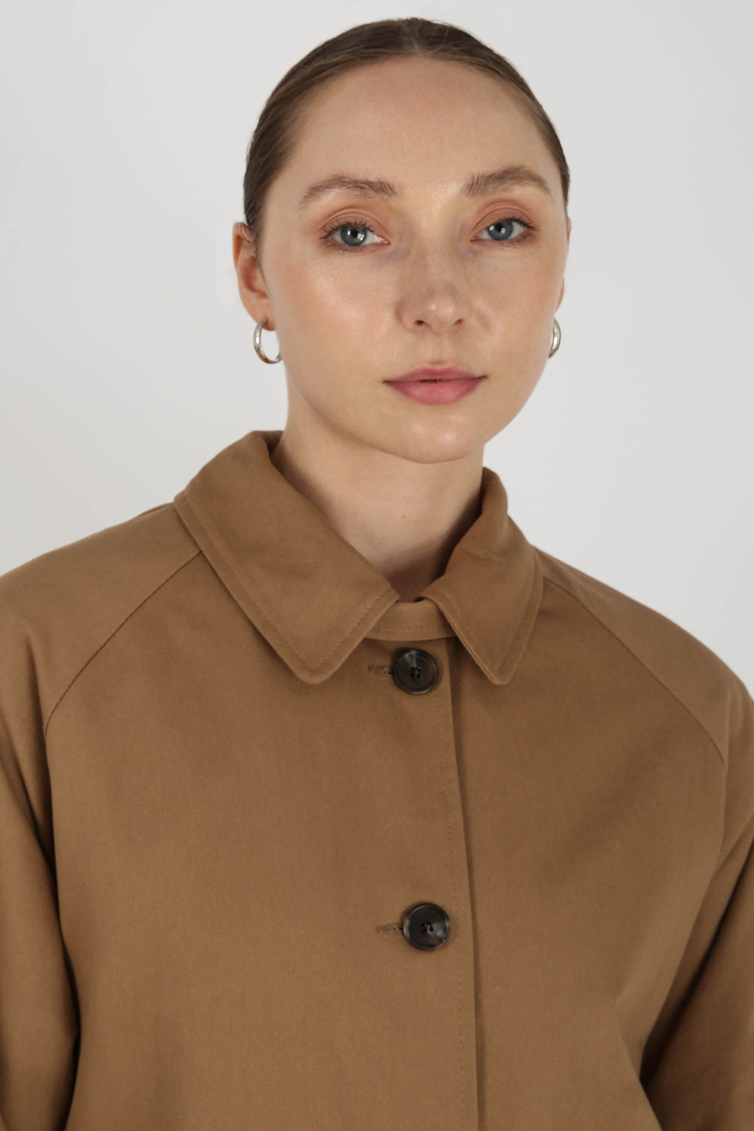 Brown faux fur collar lined trench coat_4