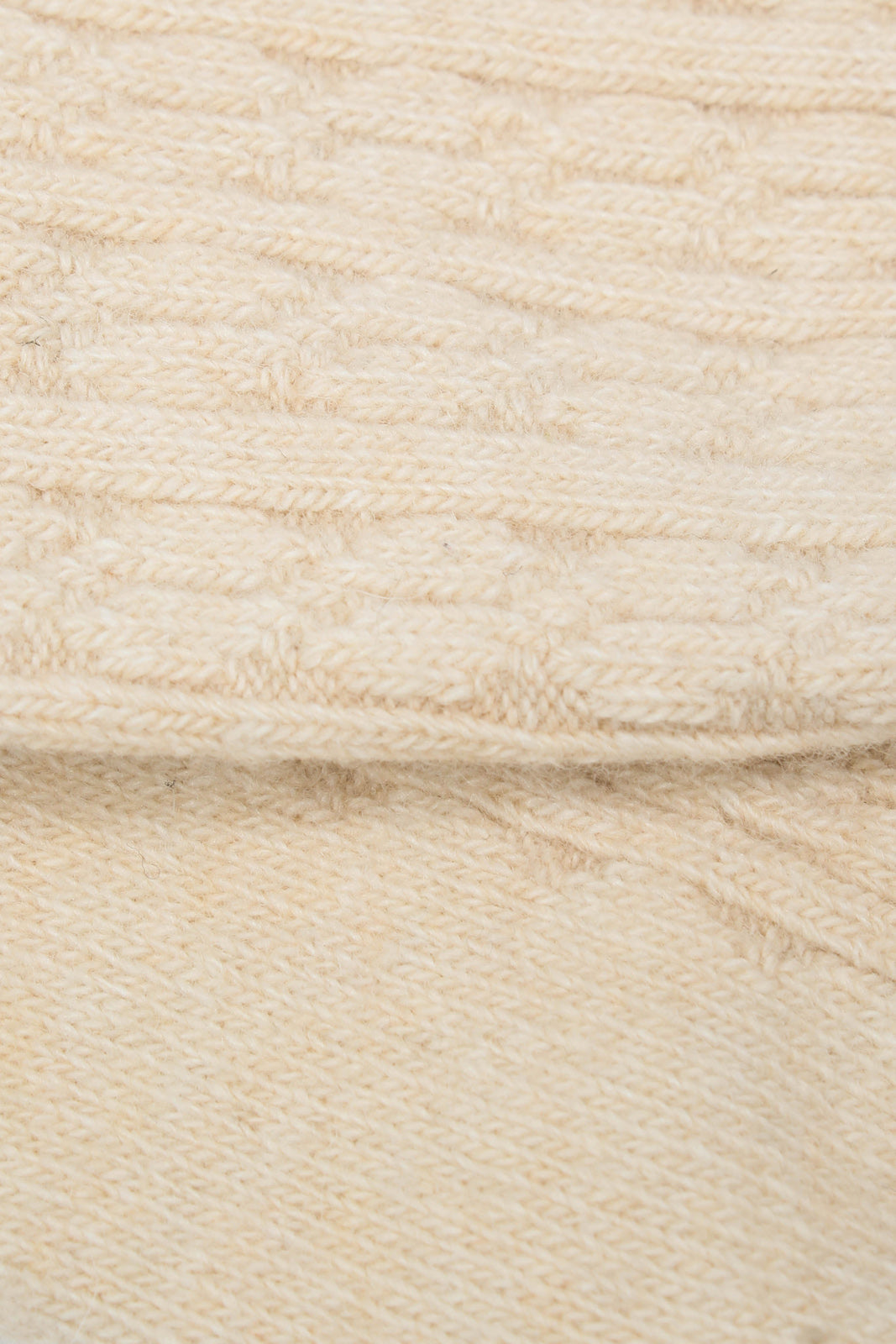 Light beige wool blend cableknit socks_2