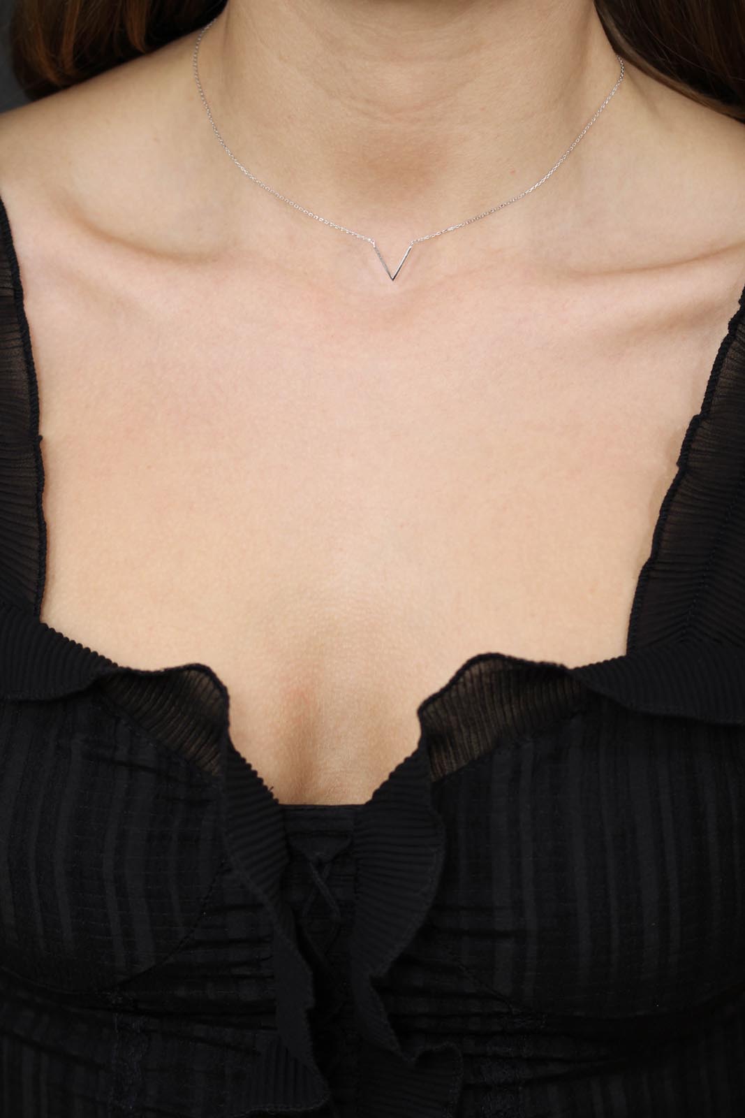 Charm necklace - Silver plunging V_3