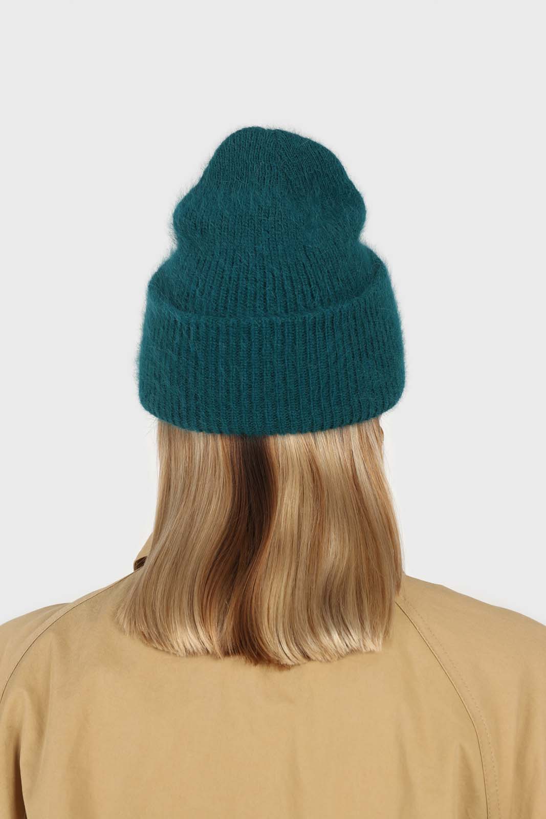 Teal mohair beanie hat_2