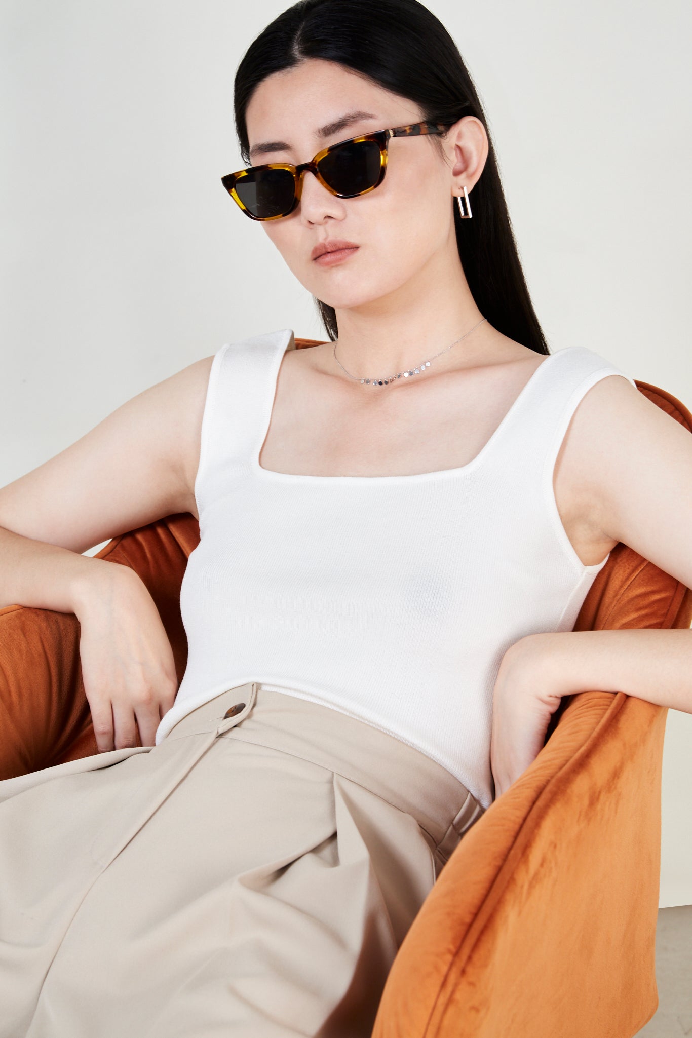 White square neck knit tank_1