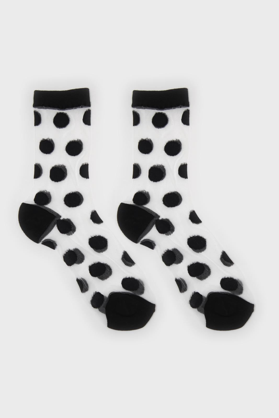 Black and white sheer polka dot socks_4