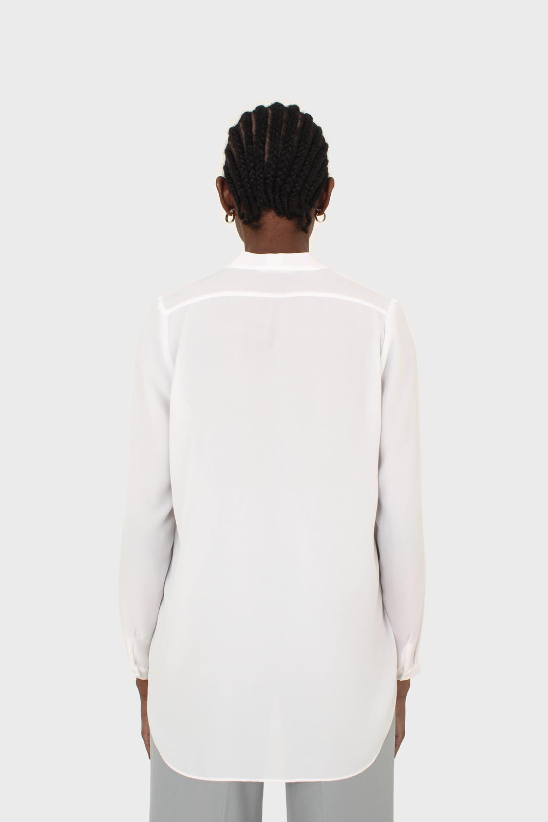 White classic deep V blouse_2