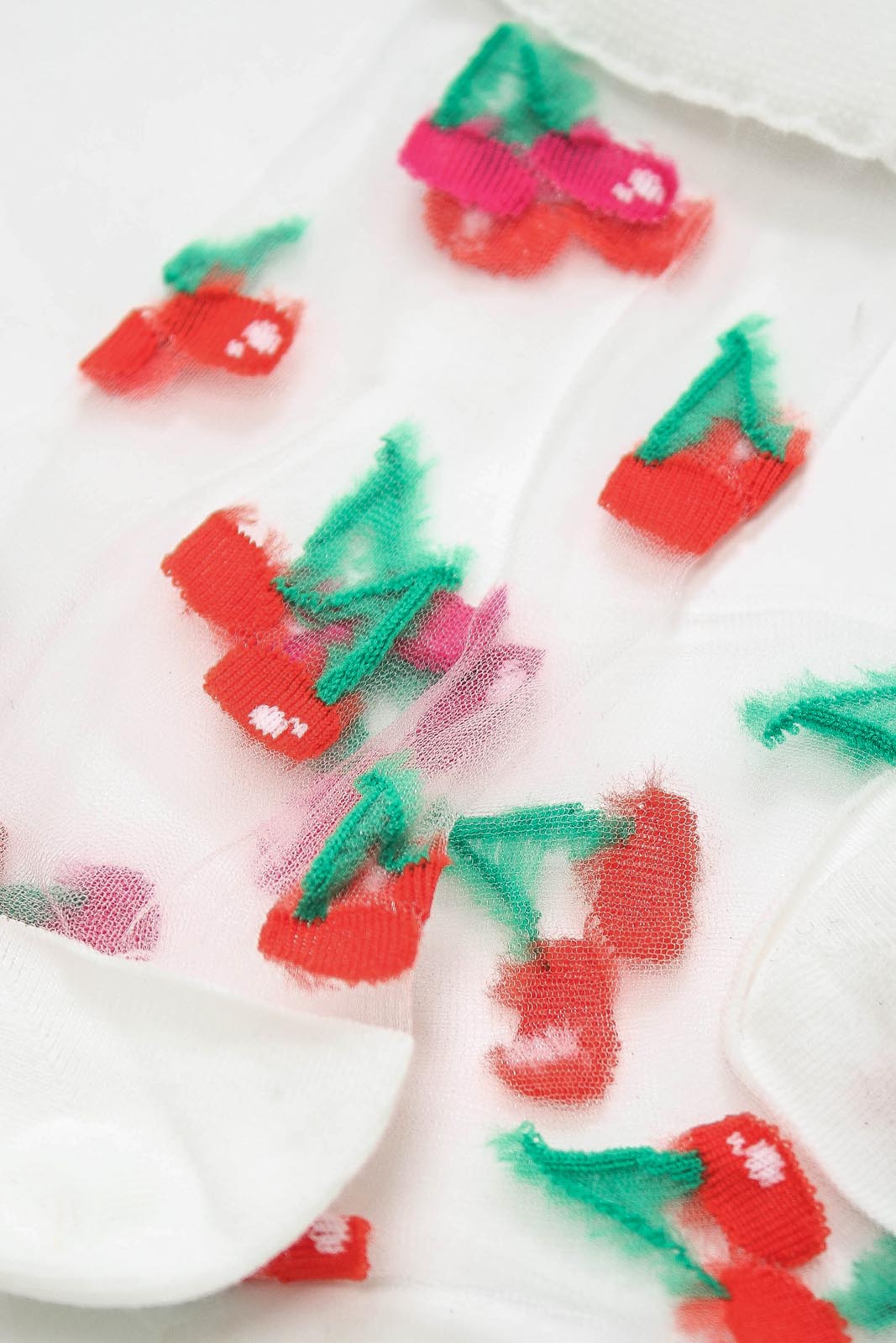 Red and pink cherry sheer socks_2