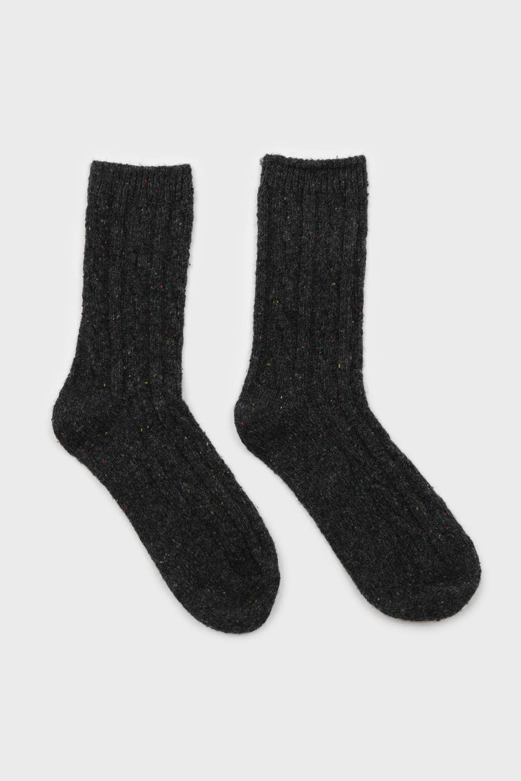 Charcoal grey rainbow fleck thick socks_3