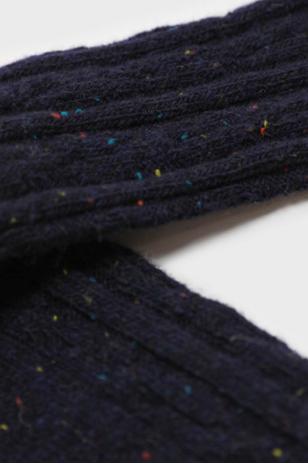 Dark blue rainbow fleck thick socks_2