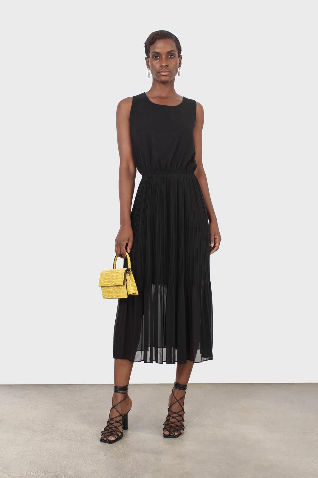 Black silky micro pleat maxi dress_3