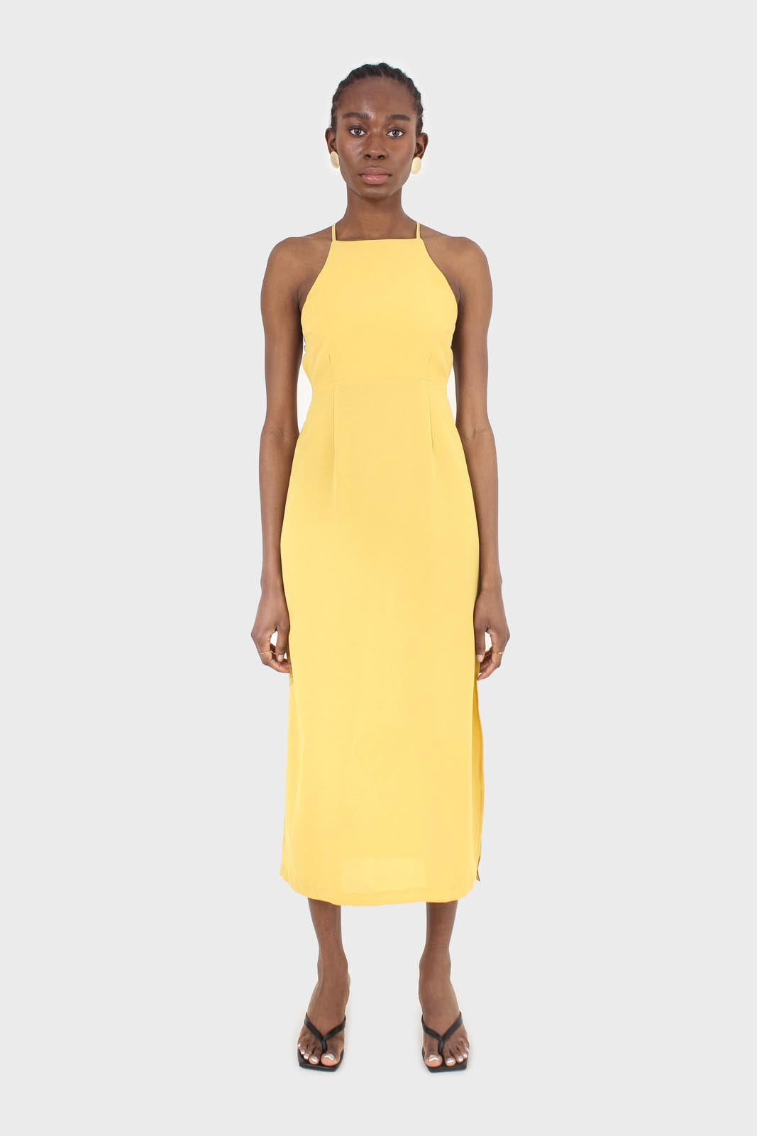 Mustard tie back dress_4