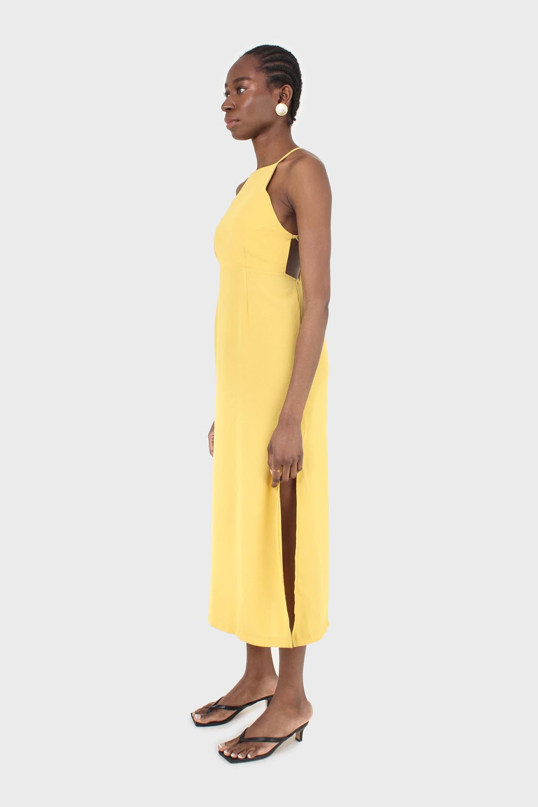 Mustard tie back dress_6
