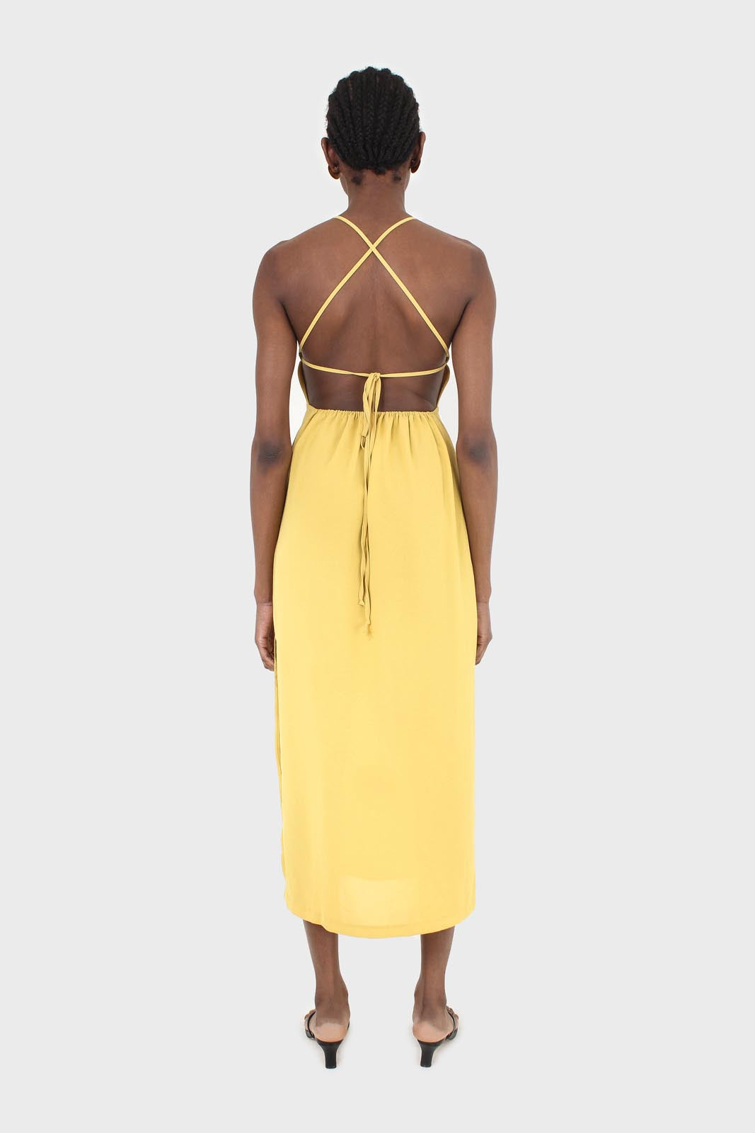 Mustard tie back dress_5