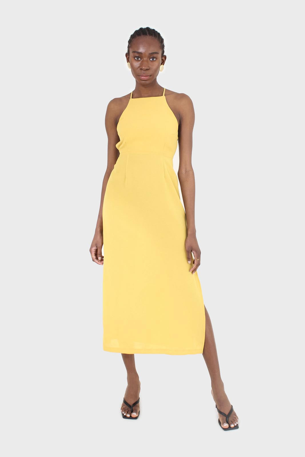 Mustard tie back dress_1