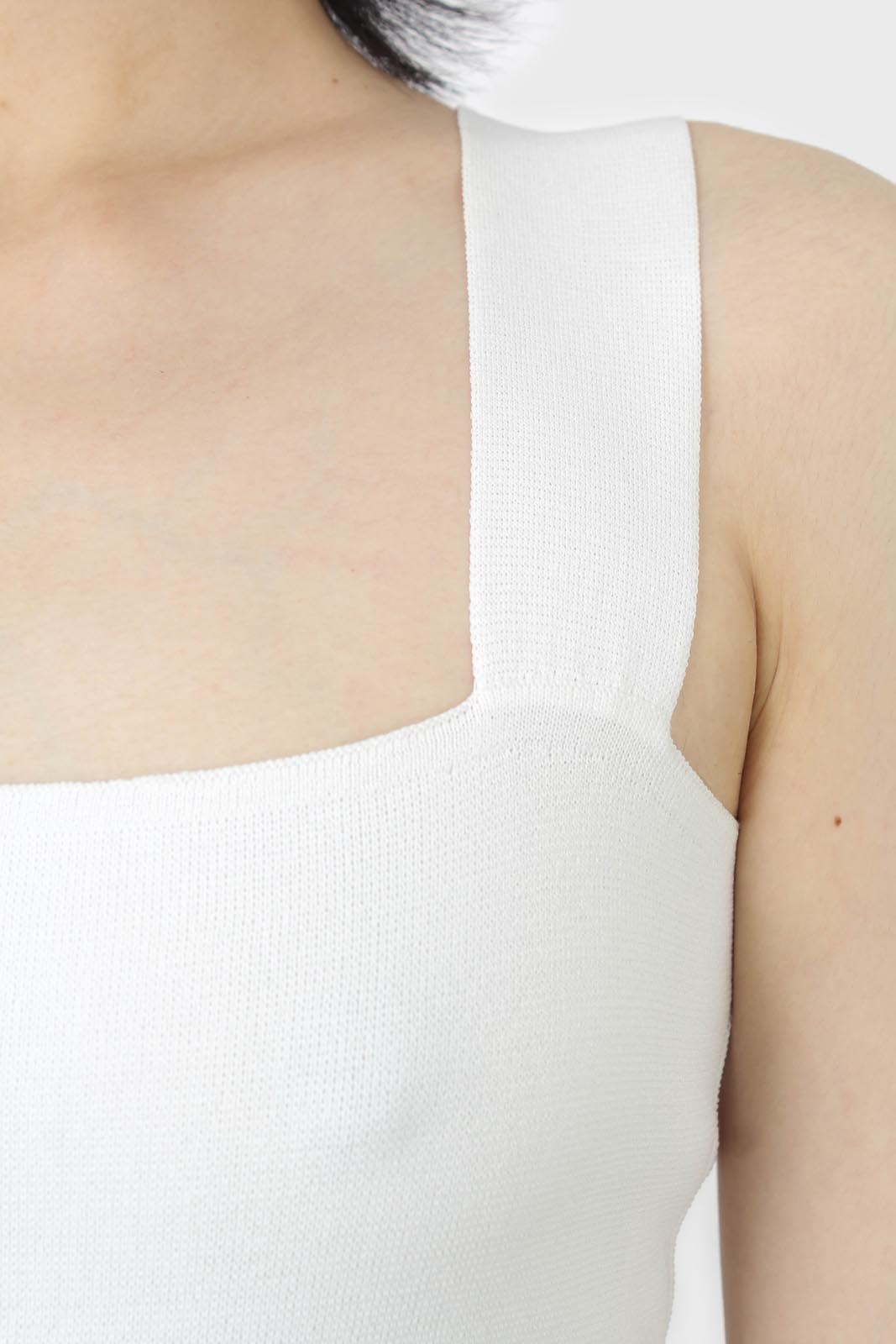 White thick strap cross back knit tank_3