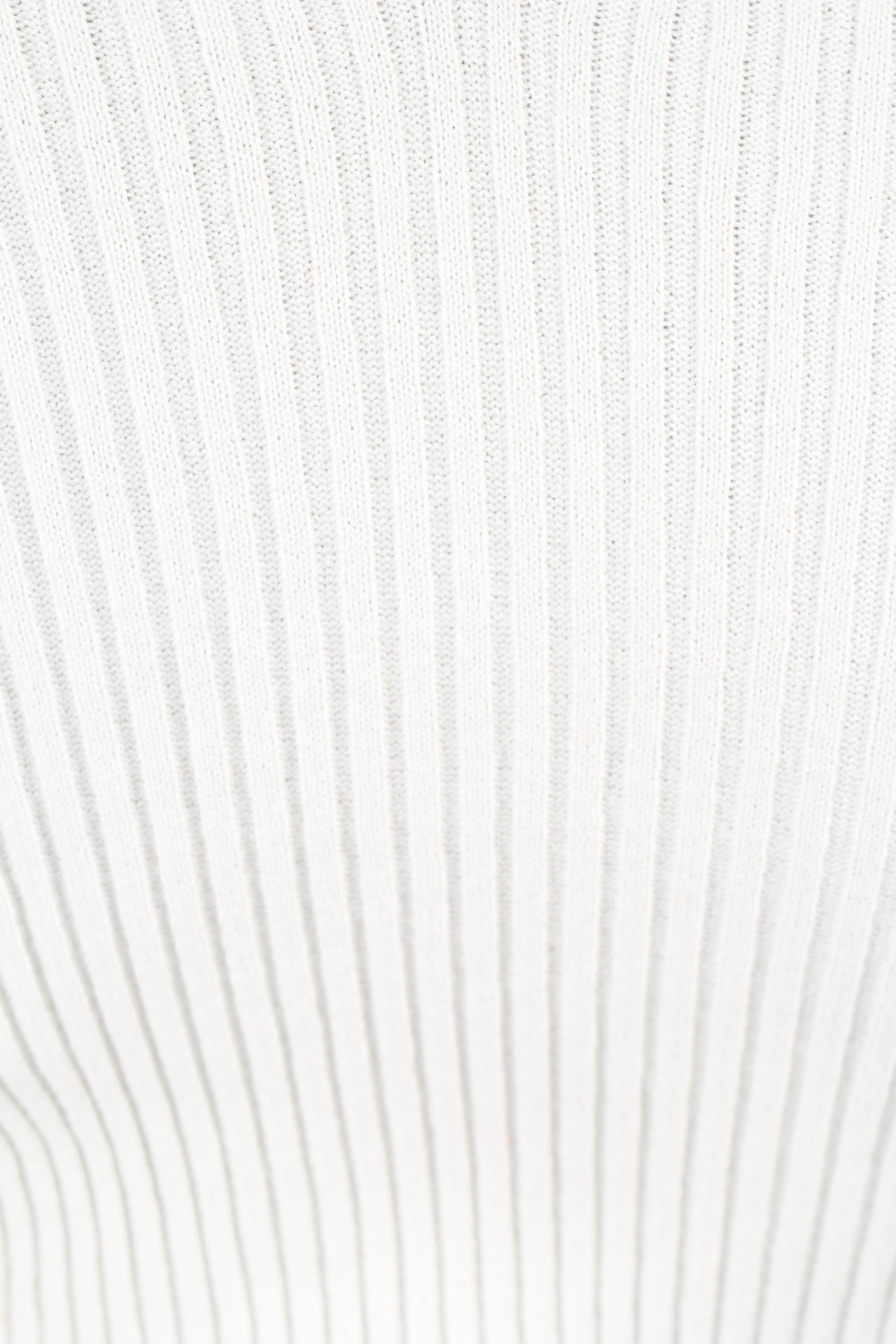 Ivory ribbed double V fitted knit top_5