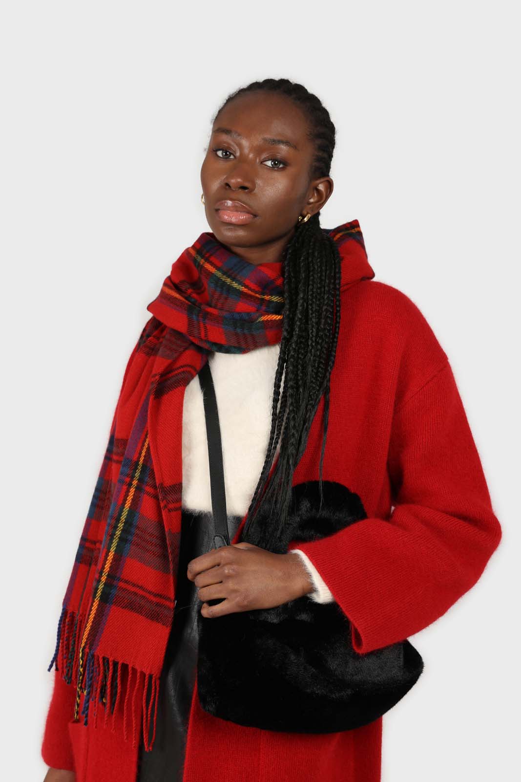 Bold red thick angora sweater coat_6