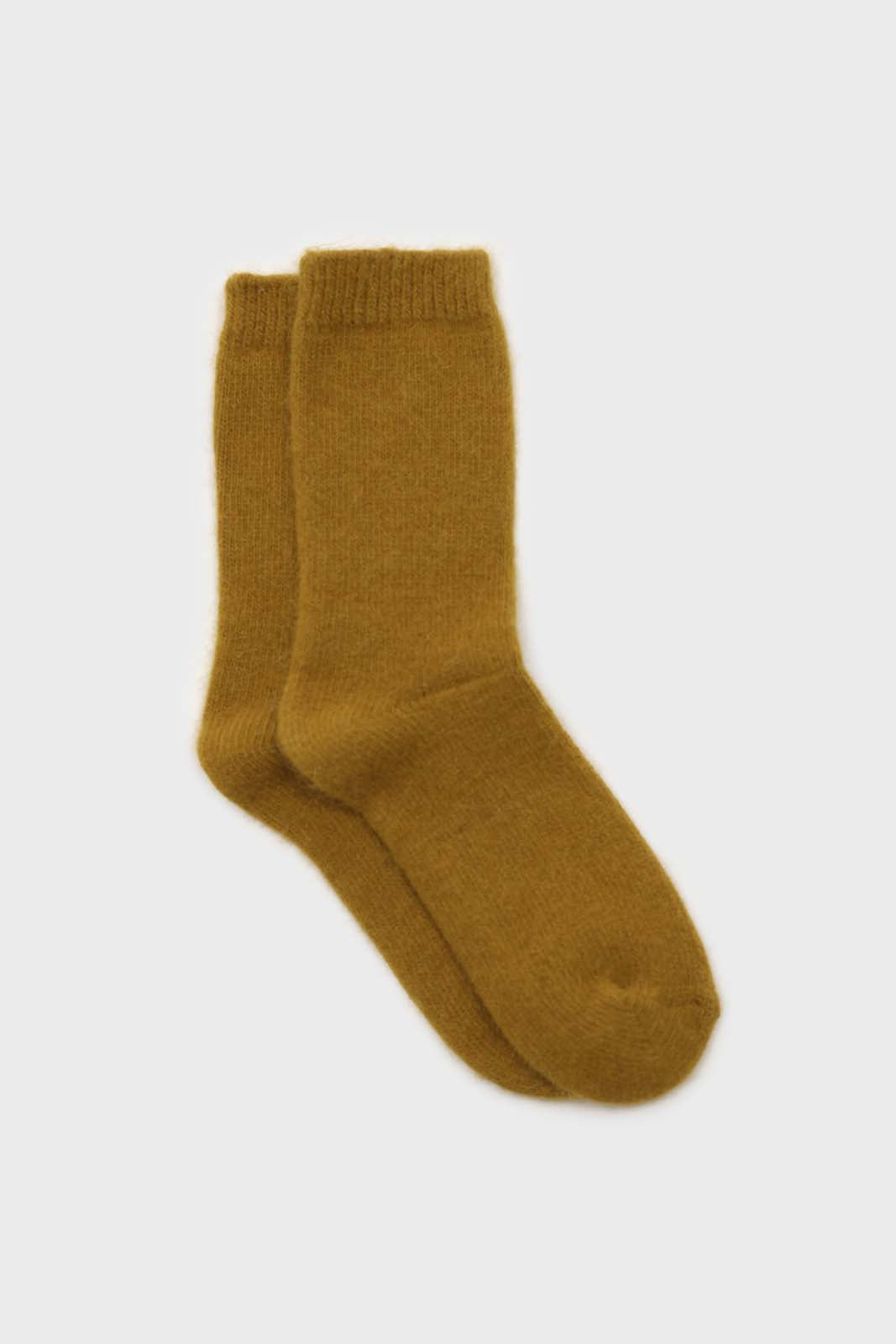 Khaki angora smooth socks_1