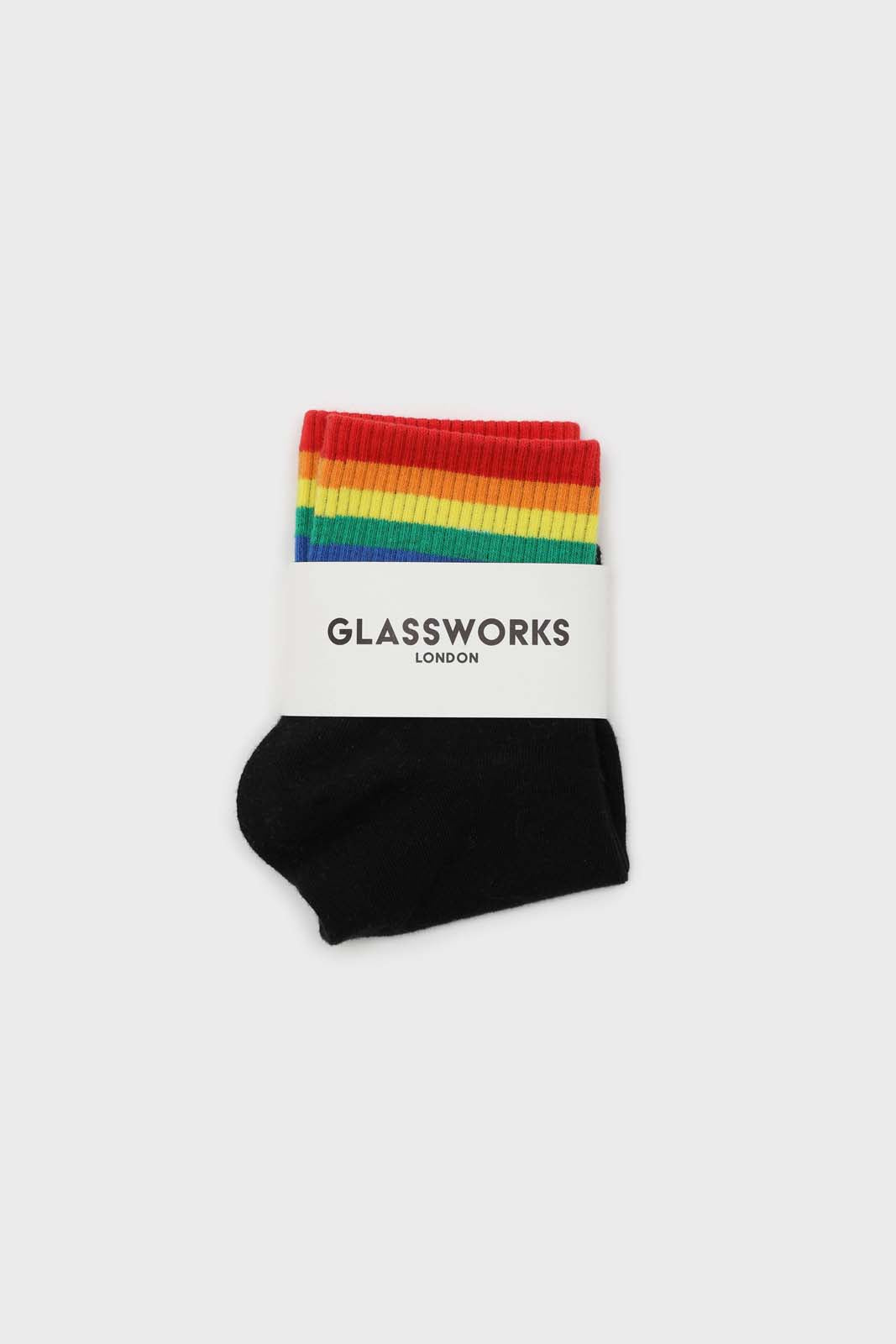 Black rainbow ankle stripe socks_4