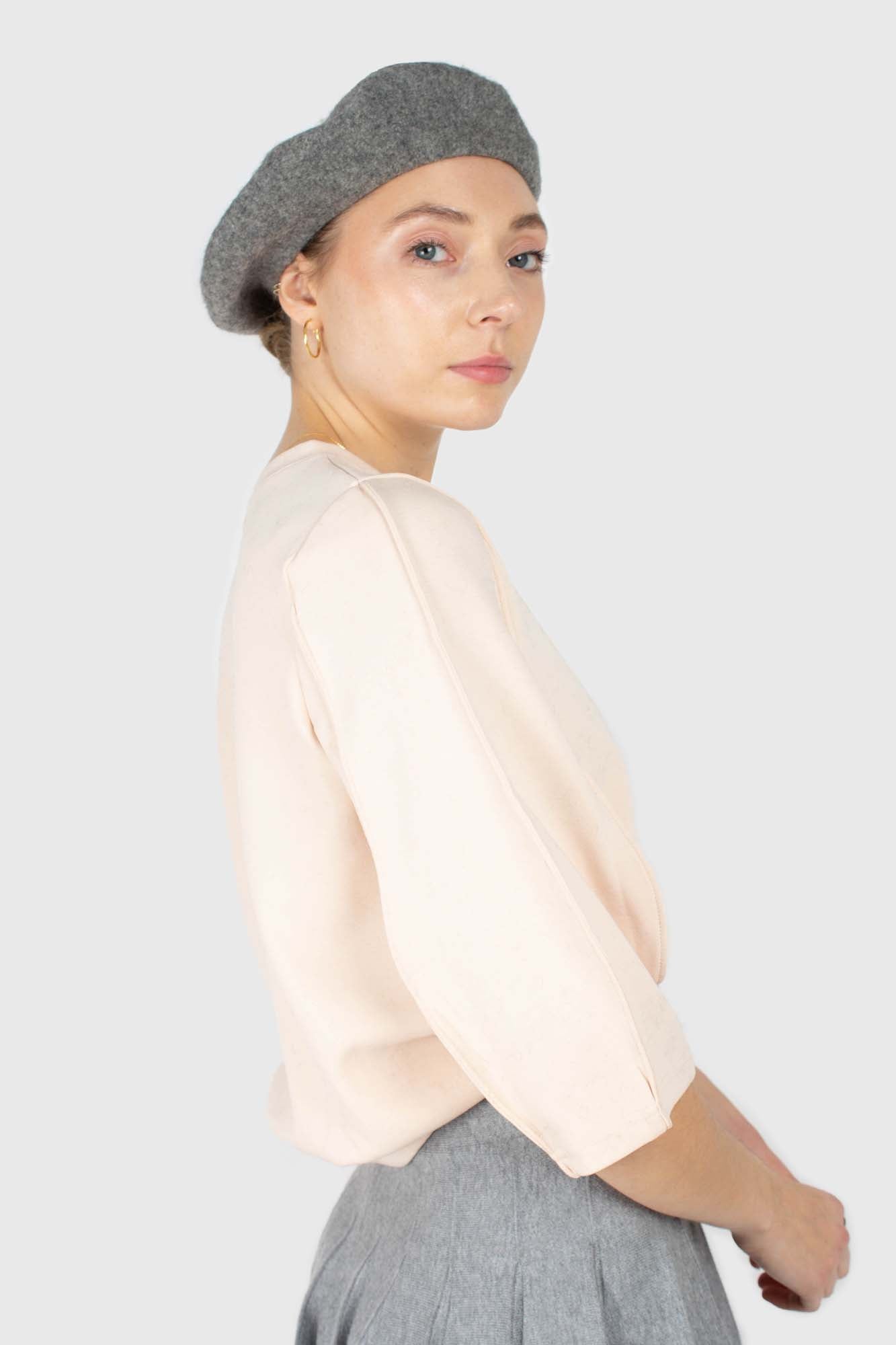 Pale grey wool beret_3
