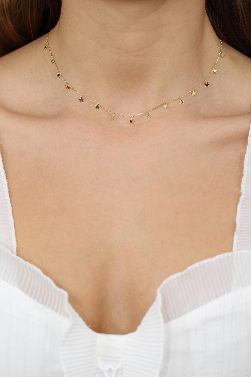 Charm necklace - Gold dangling stars_2