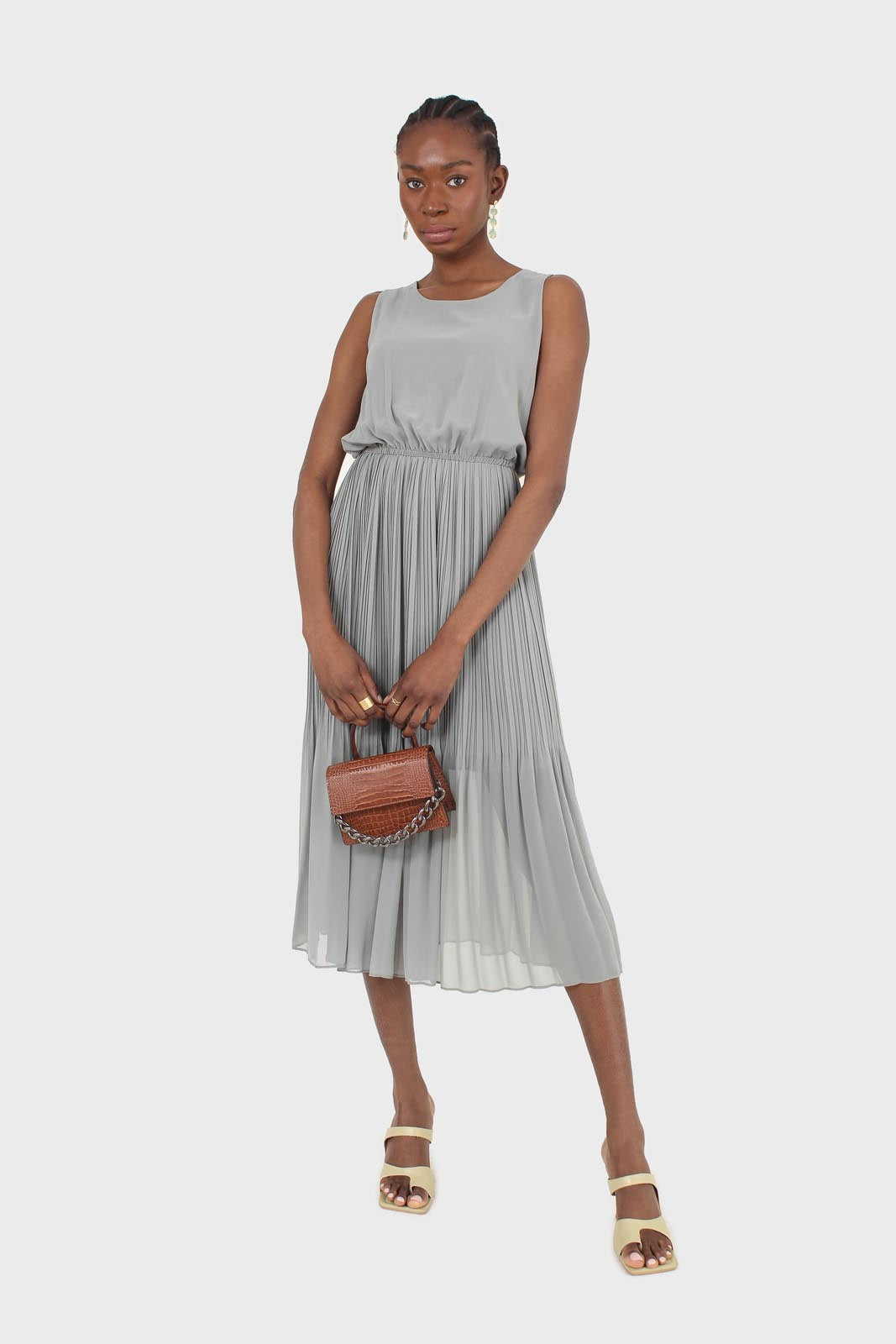 Mint silky micro pleat maxi dress_1