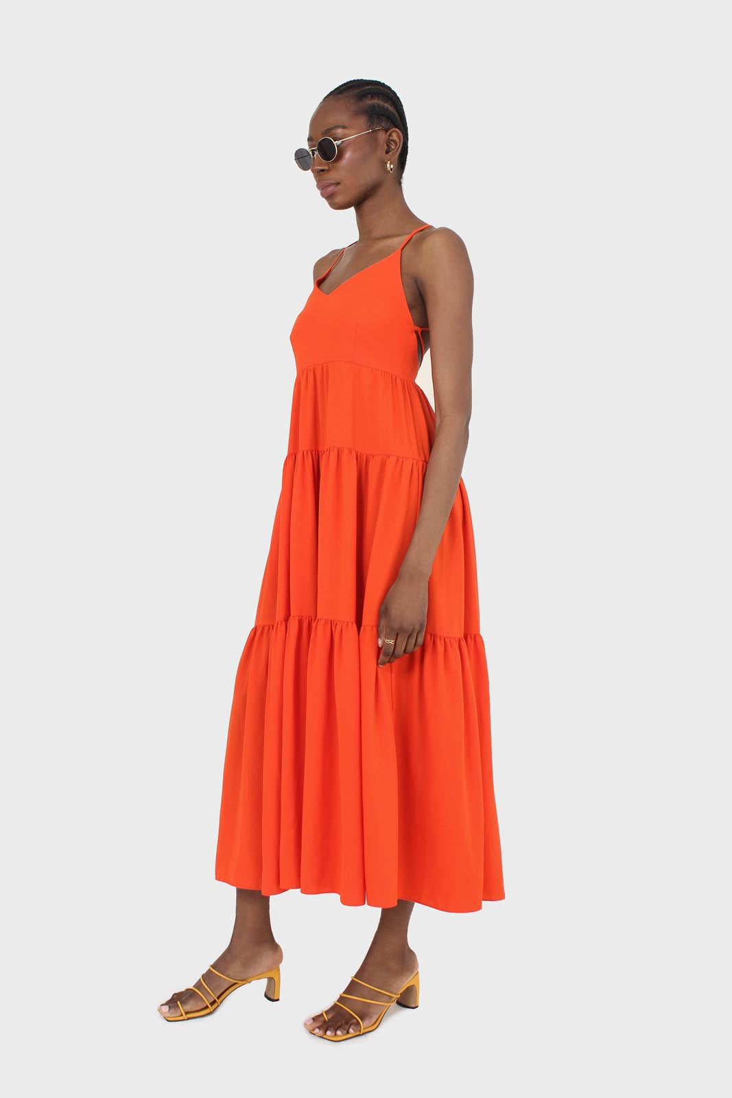 Red tiered tie back maxi dress_8