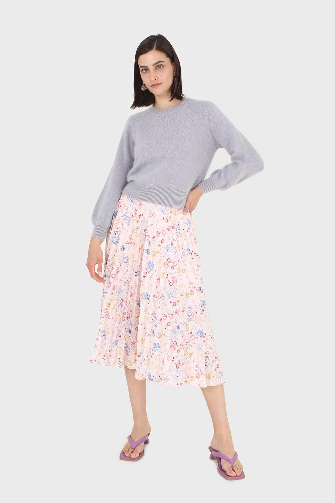 Grey balloon sleeve angora jumper_3