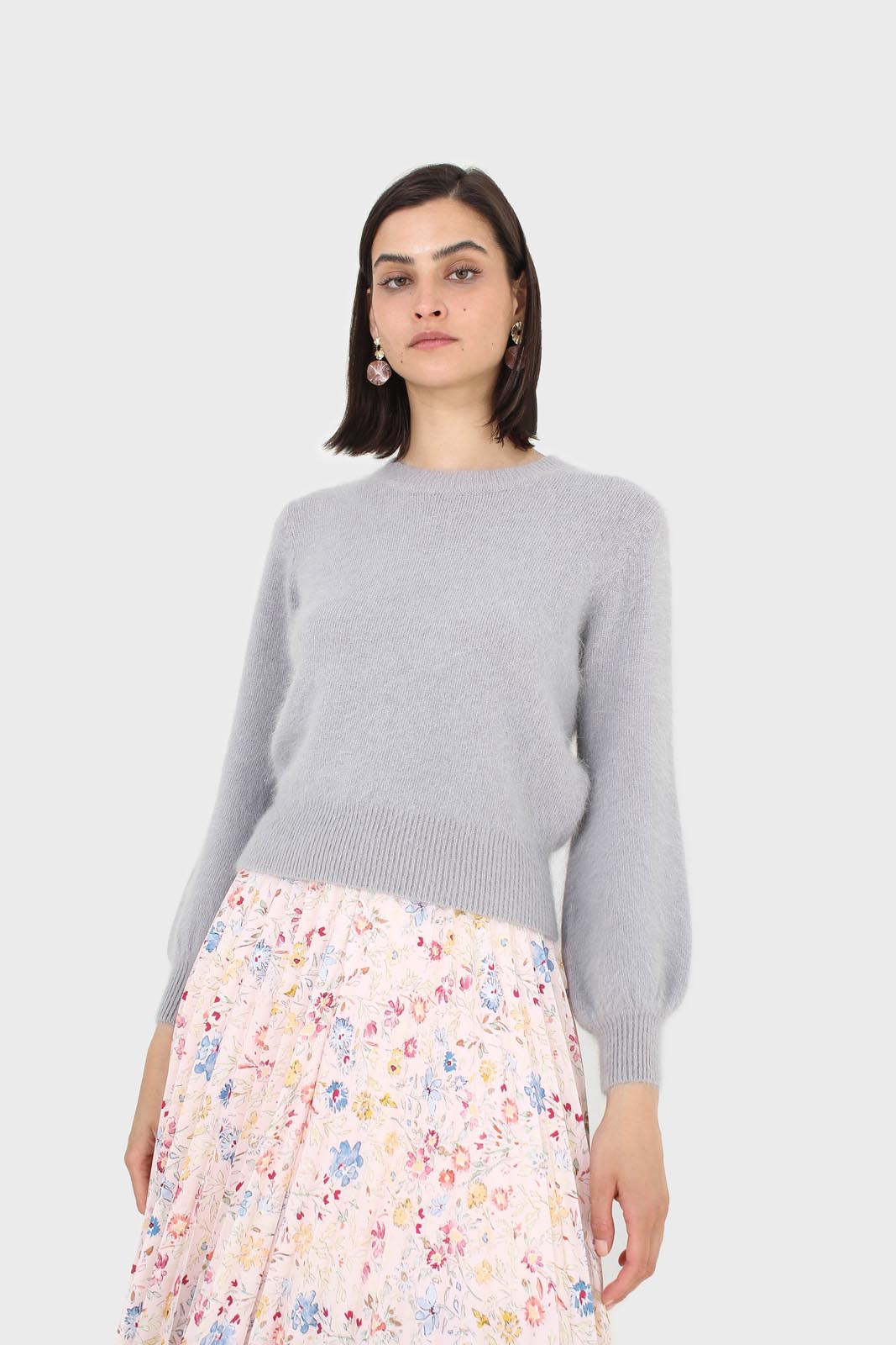 Grey balloon sleeve angora jumper_1