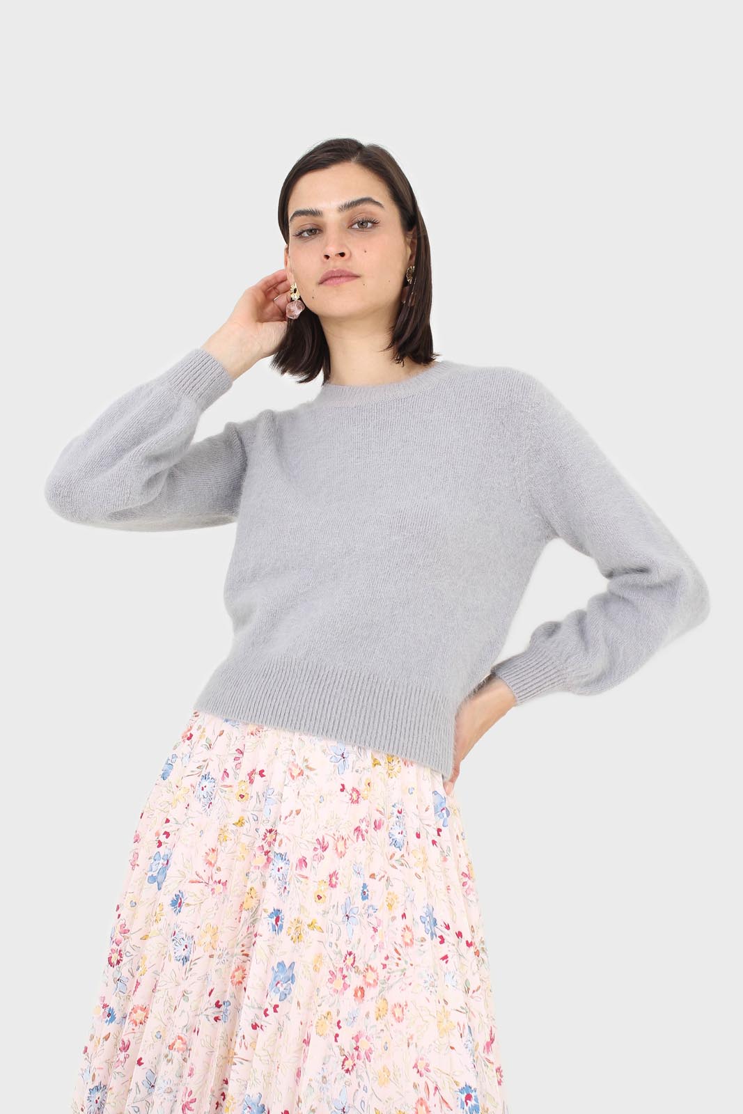 Grey balloon sleeve angora jumper_4