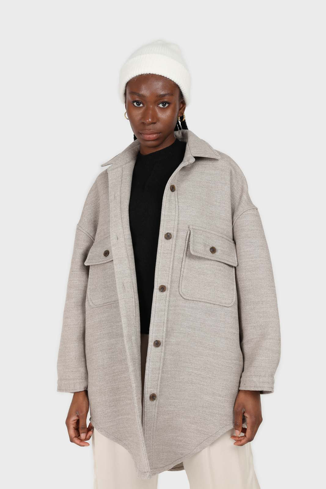 Black wool mock neck knit tee_6