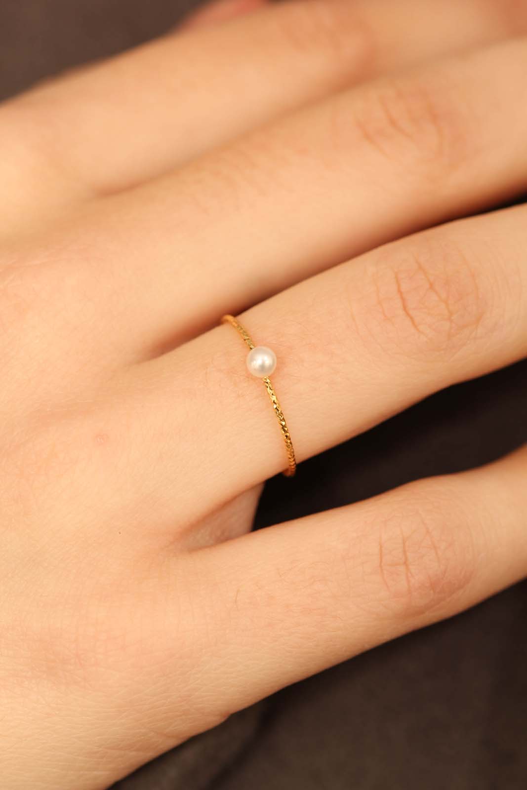 Gold pearl birthstone ring / Jun_3