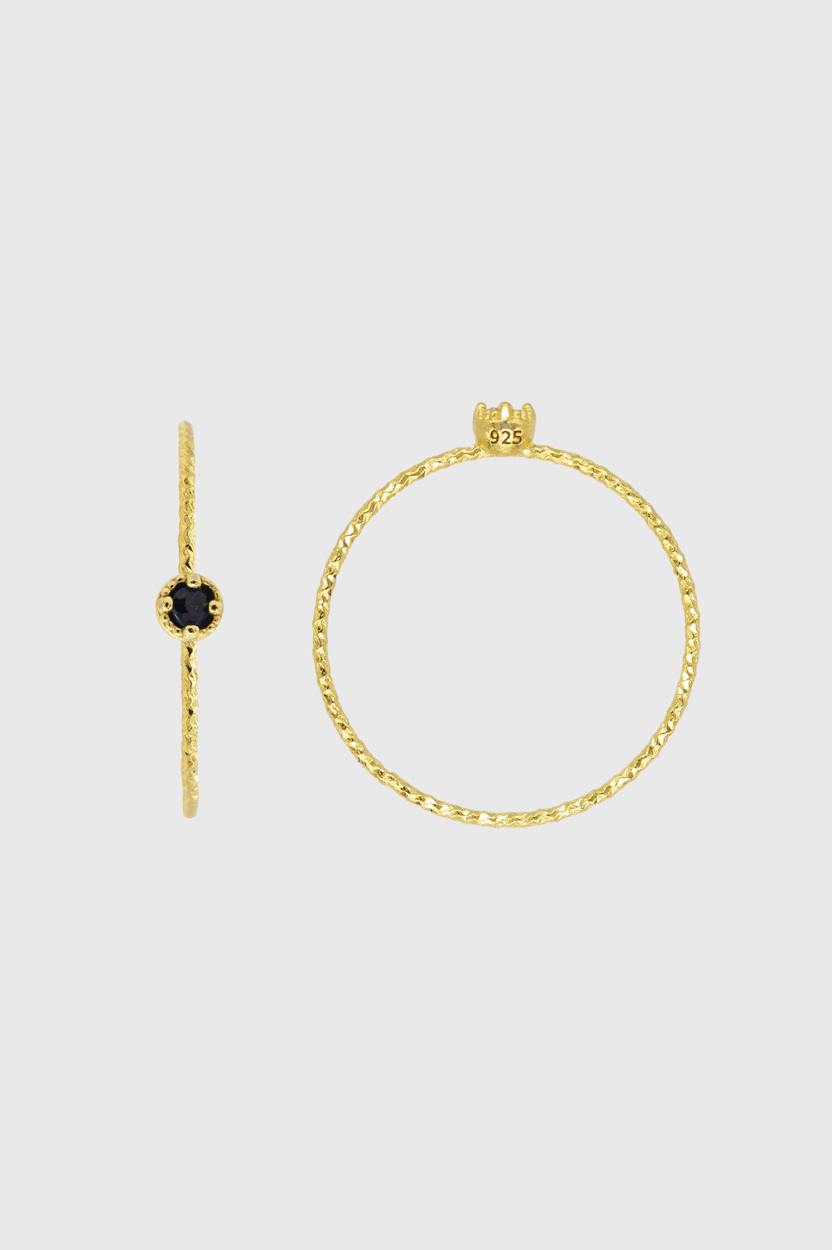 Gold genuine sapphire birthstone ring / Sep - dark blue_1