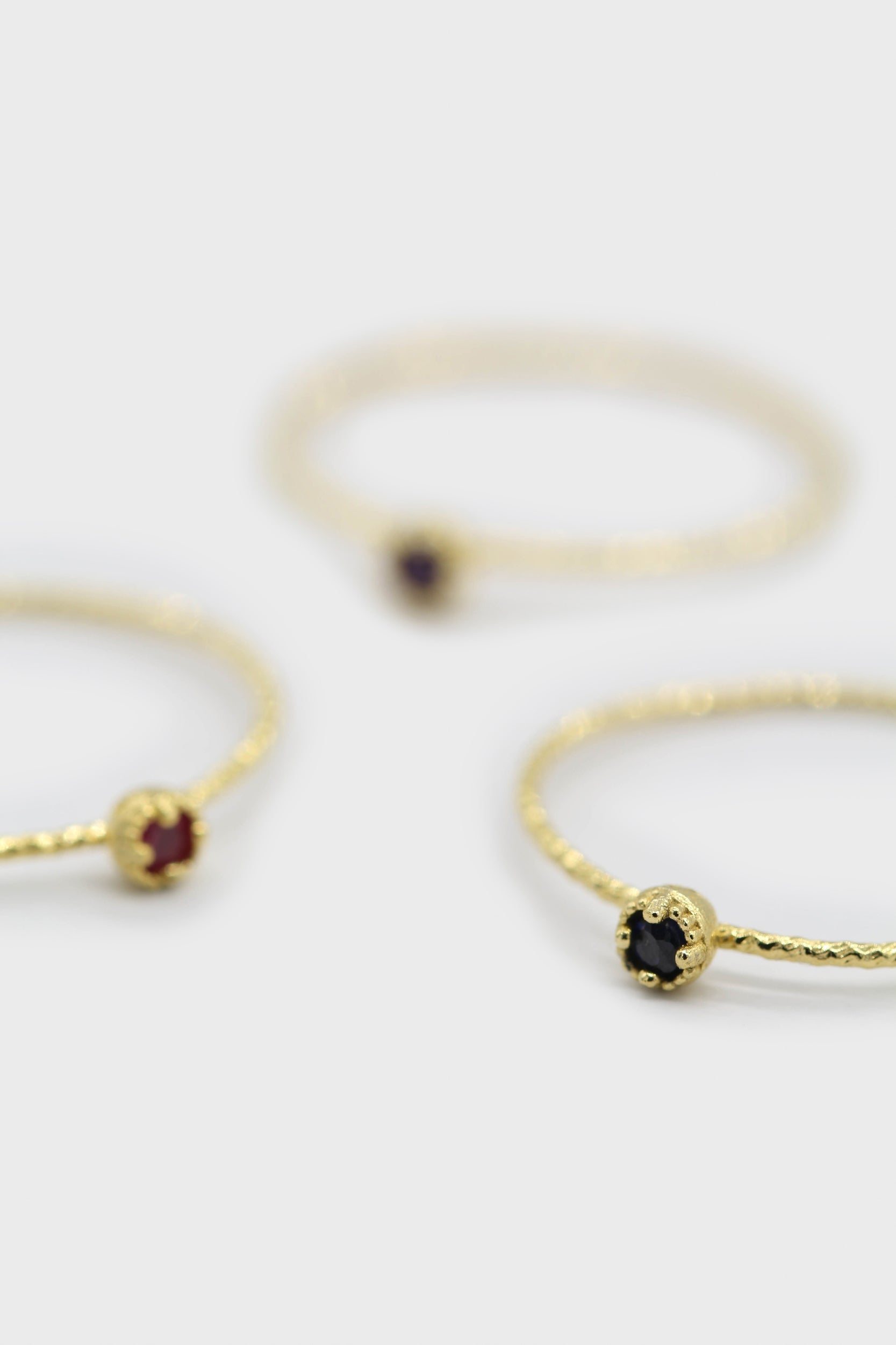 Gold genuine sapphire birthstone ring / Sep - dark blue_2