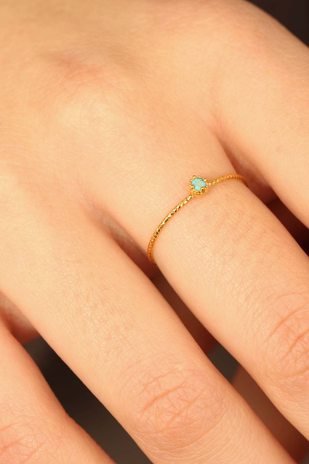 Gold genuine tanzanite birthstone ring / Dec - indigo blue_3