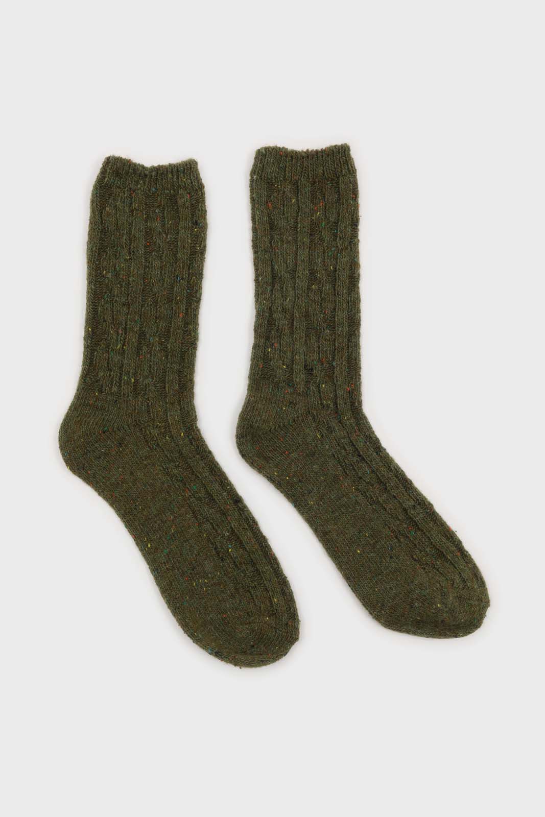 Khaki rainbow fleck thick socks_4